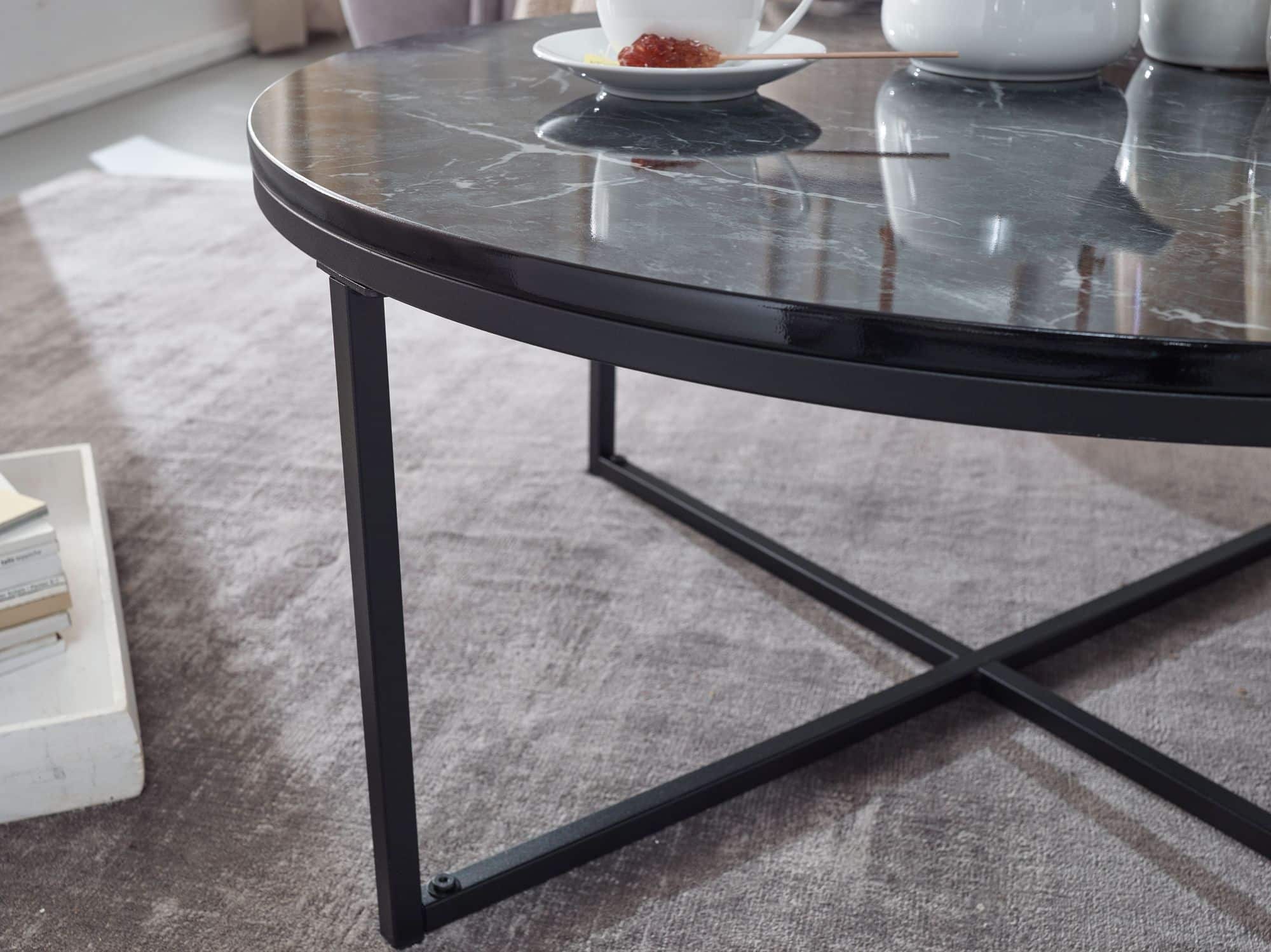 57300-WOHNLING-Couchtisch-80-cm-Marmoroptik-Schwarz-Wohnzimmertisch-mit-Metallgestell-Sofatisch-Rund-Beistelltisch-Tisch-Wohnzimmer-sofati-wohntisch-metall-tisch-design-er-run_5 Couchtisch 80x36x80 cm mit Marmor Optik Schwarz