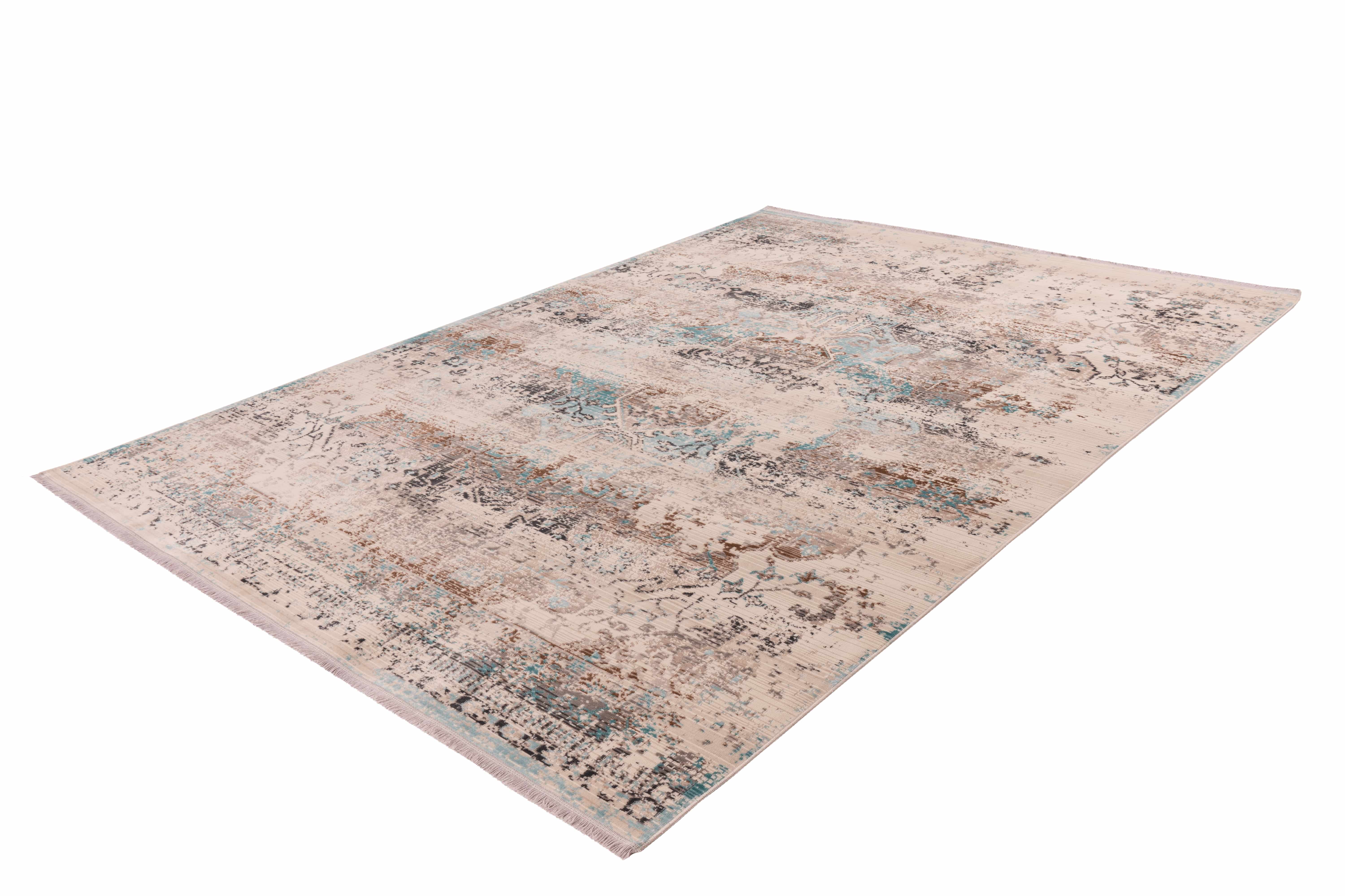Teppich Anouk 325 Taupe / Türkis 80cm x 150cm | Vintage-Design Teppich Anouk 325 Taupe / Türkis 80cm x 150cm | Vintage-Design