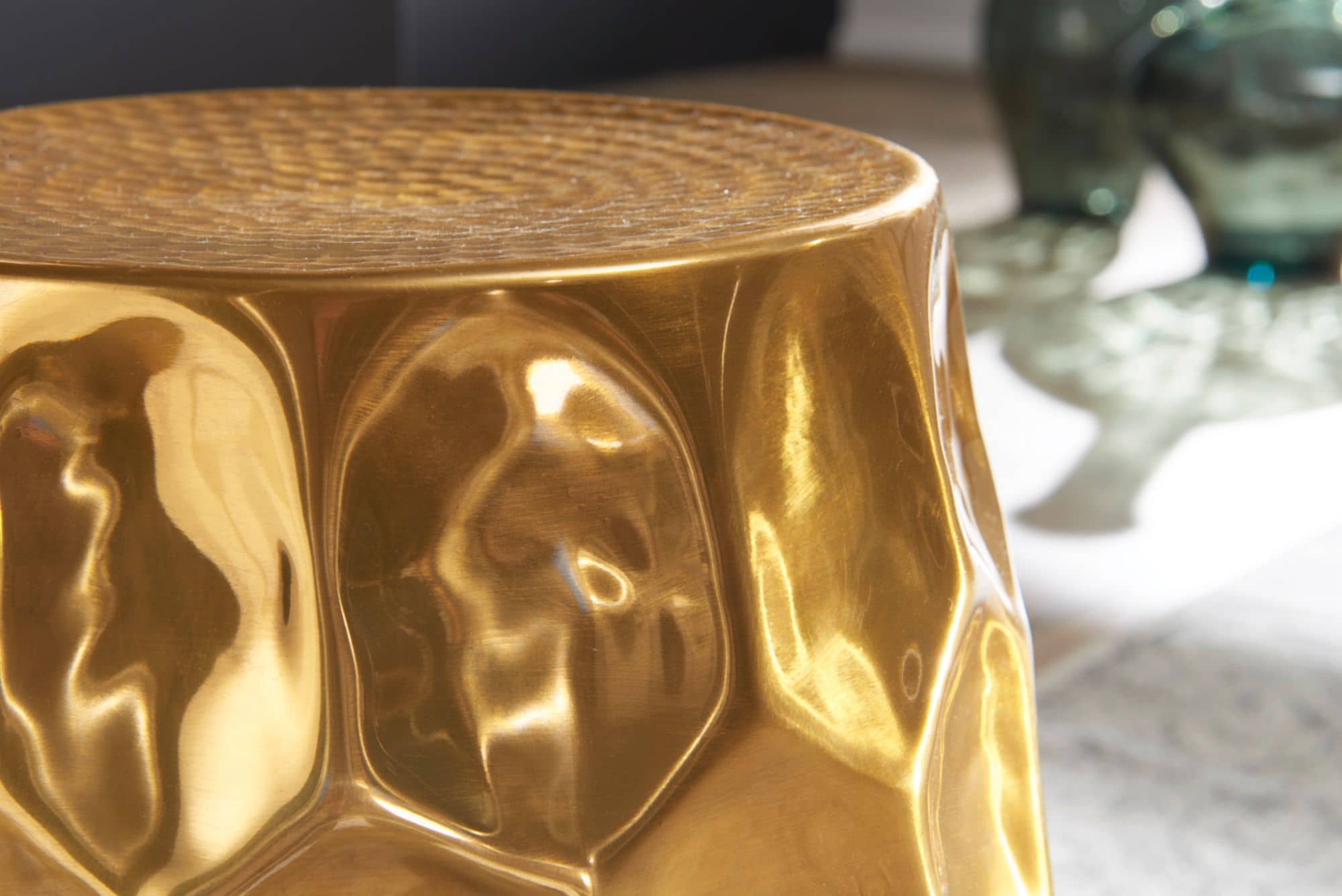 Beistelltisch 30x47x30cm Aluminium Gold Dekotisch orientalisch rund Beistelltisch 30x47x30cm Aluminium Gold Dekotisch orientalisch rund