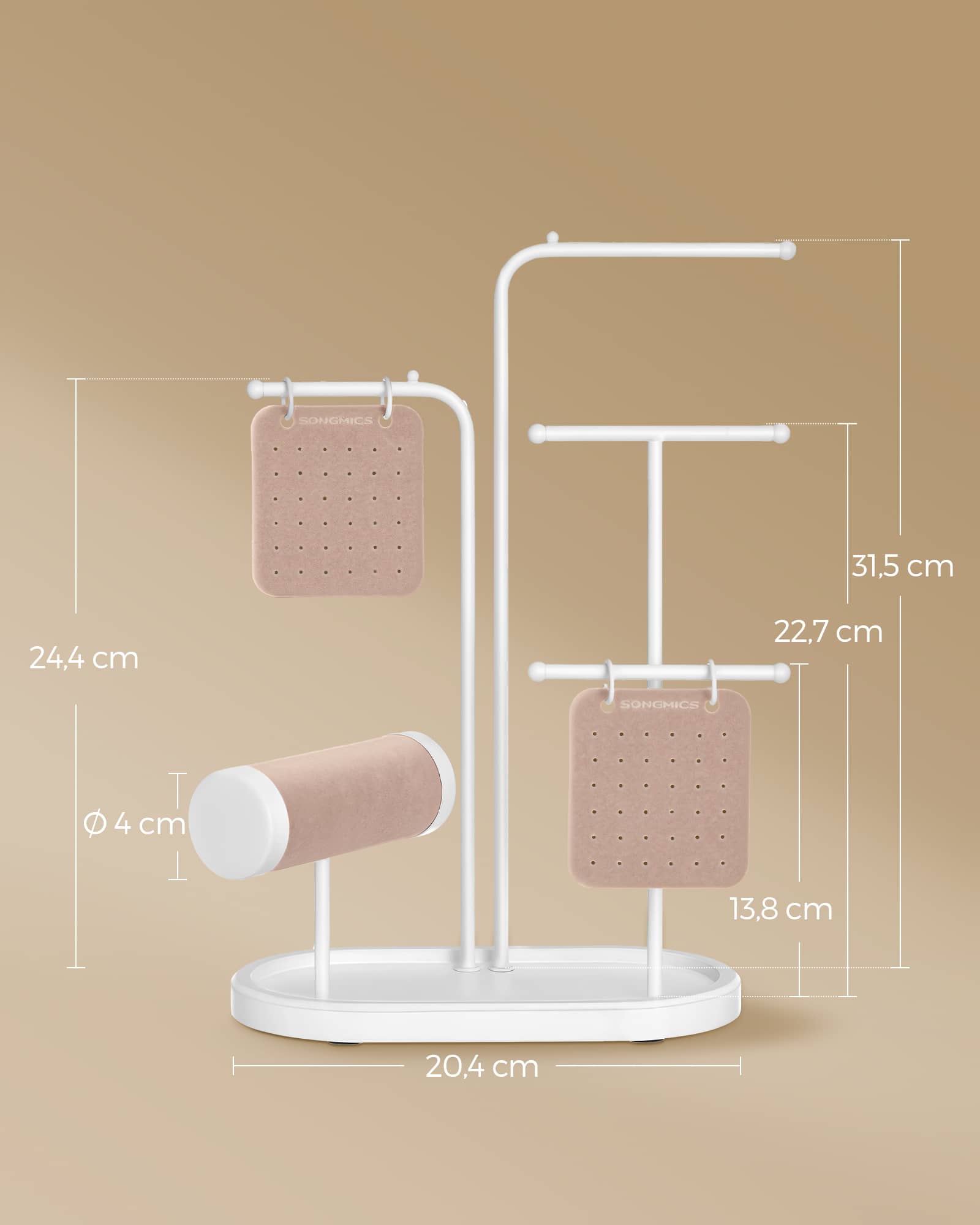 Schmuckständer mit 4 Hängestangen aus Metall wolkenweiß Schmuckständer mit 4 Hängestangen aus Metall wolkenweiß