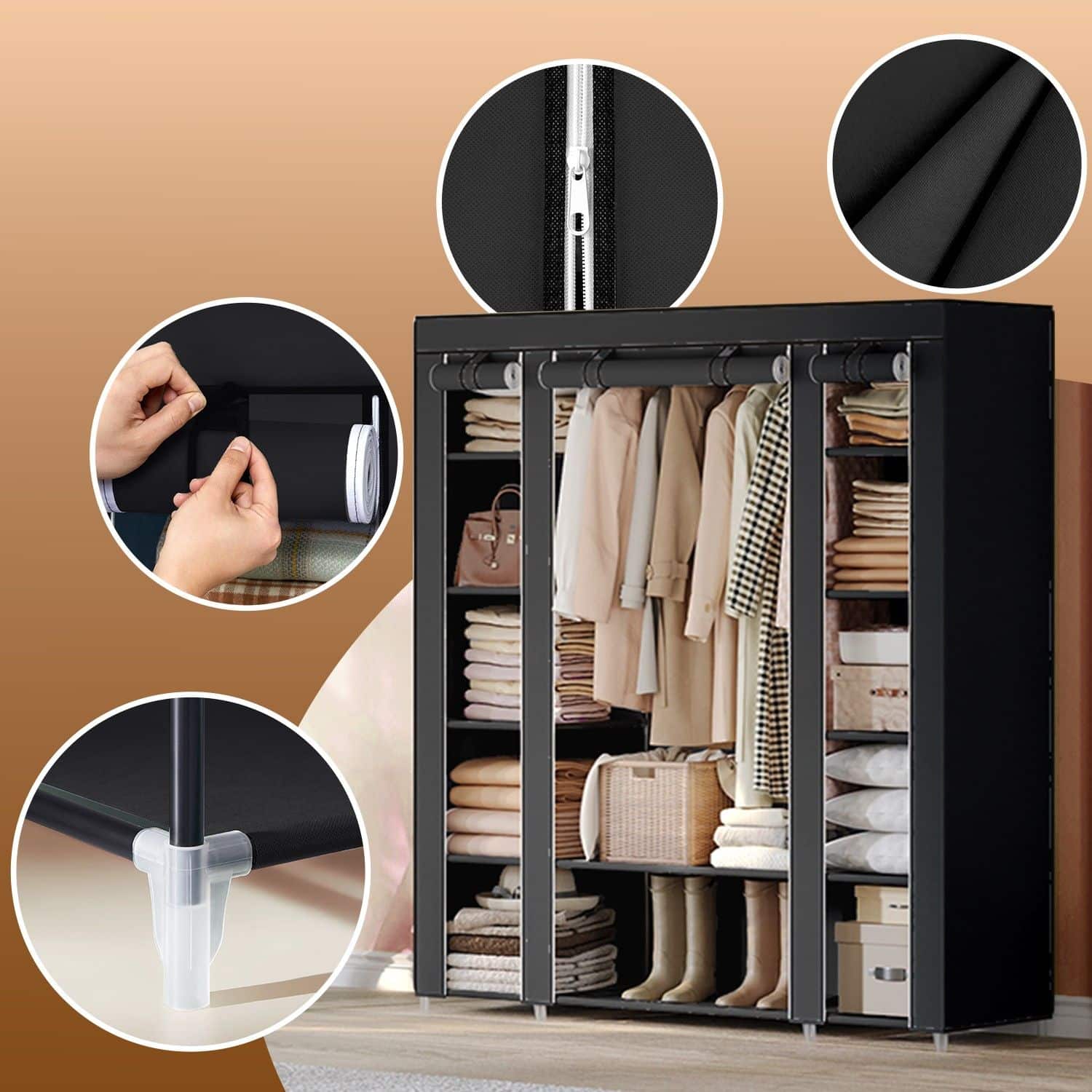Kleiderschrank, Stoffschrank, mit Überzug aus Vliesstoff Kleiderschrank, Stoffschrank, mit Überzug aus Vliesstoff