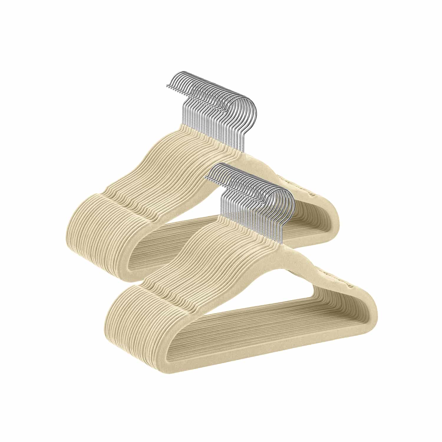 Kinderkleiderbügel 50er Set mit 360° drehbaren Haken sandbeige