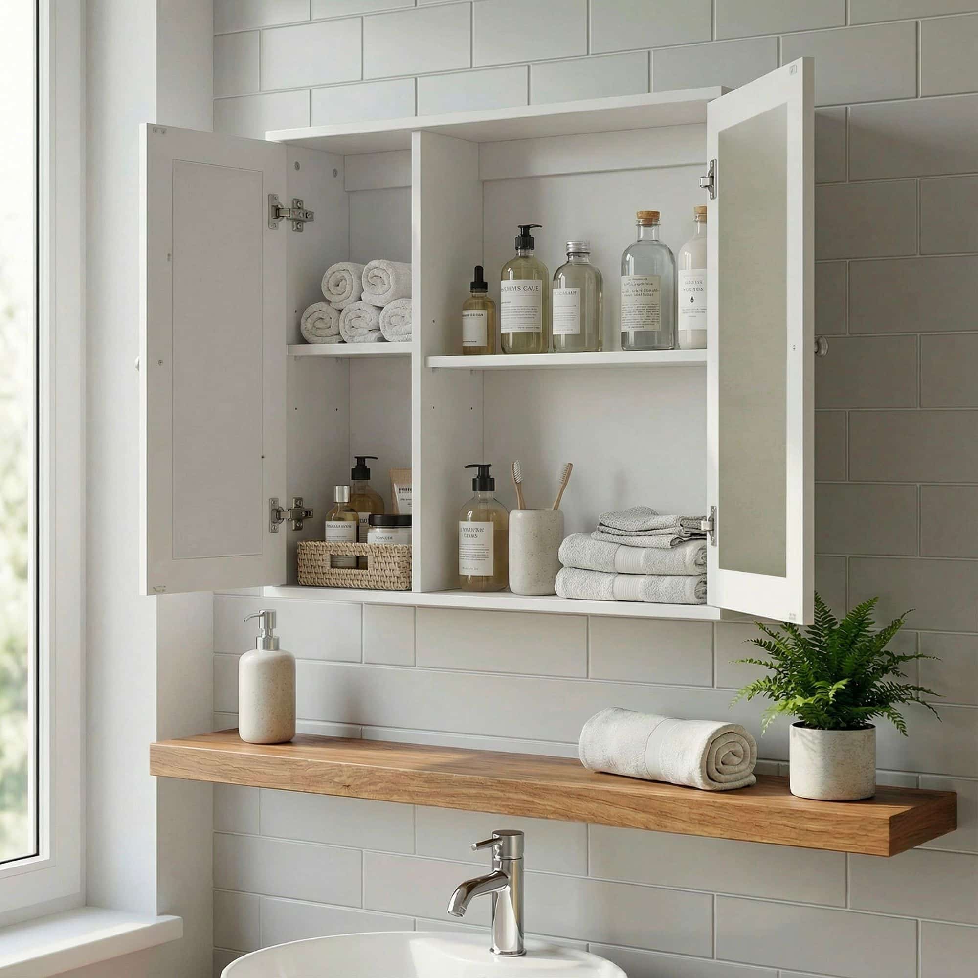 Spiegelschrank Weiß 60cm - Wand Badschrank mit 1 Spiegeltür - Hängeschrank Bad Wandschrank im Rattan Aufbewahrungsschrank mit Tür Design Badezimmerspiegel Spiegelschrank Weiß 60cm - Wand Badschrank mit 1 Spiegeltür - Hängeschrank Bad Wandschrank im Rattan Aufbewahrungsschrank mit Tür Design Badezimmerspiegel