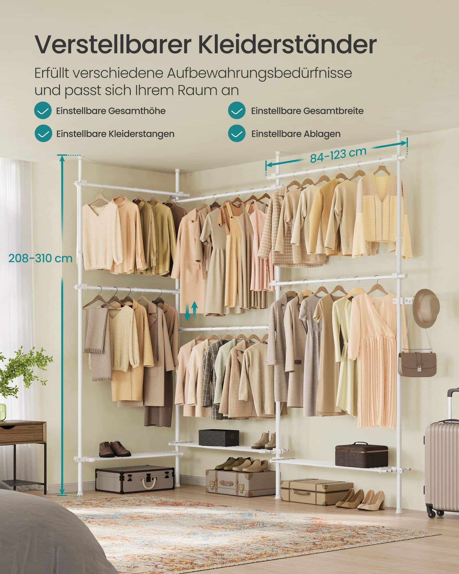 Kleiderständer deckenhoch 33,5 x (240-353) x (208-310) cm Kleiderständer deckenhoch 33,5 x (240-353) x (208-310) cm