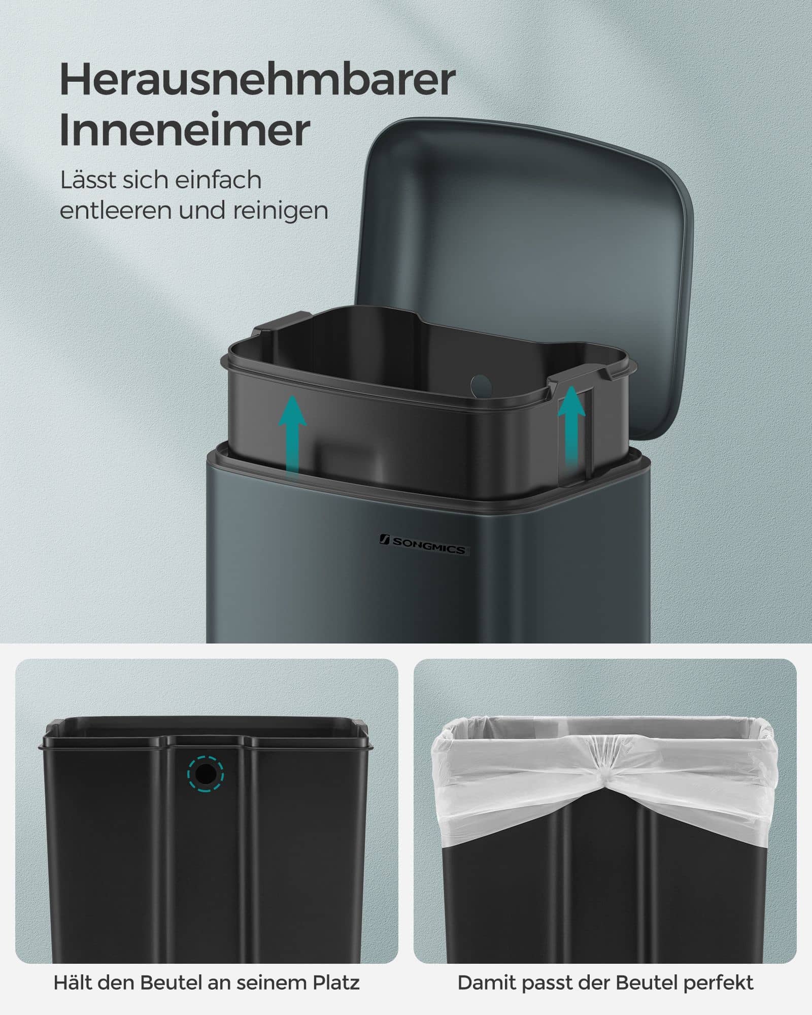 Mülleimer 30 Liter rauchgrau-LTB01GS Mülleimer 30 Liter rauchgrau-LTB01GS