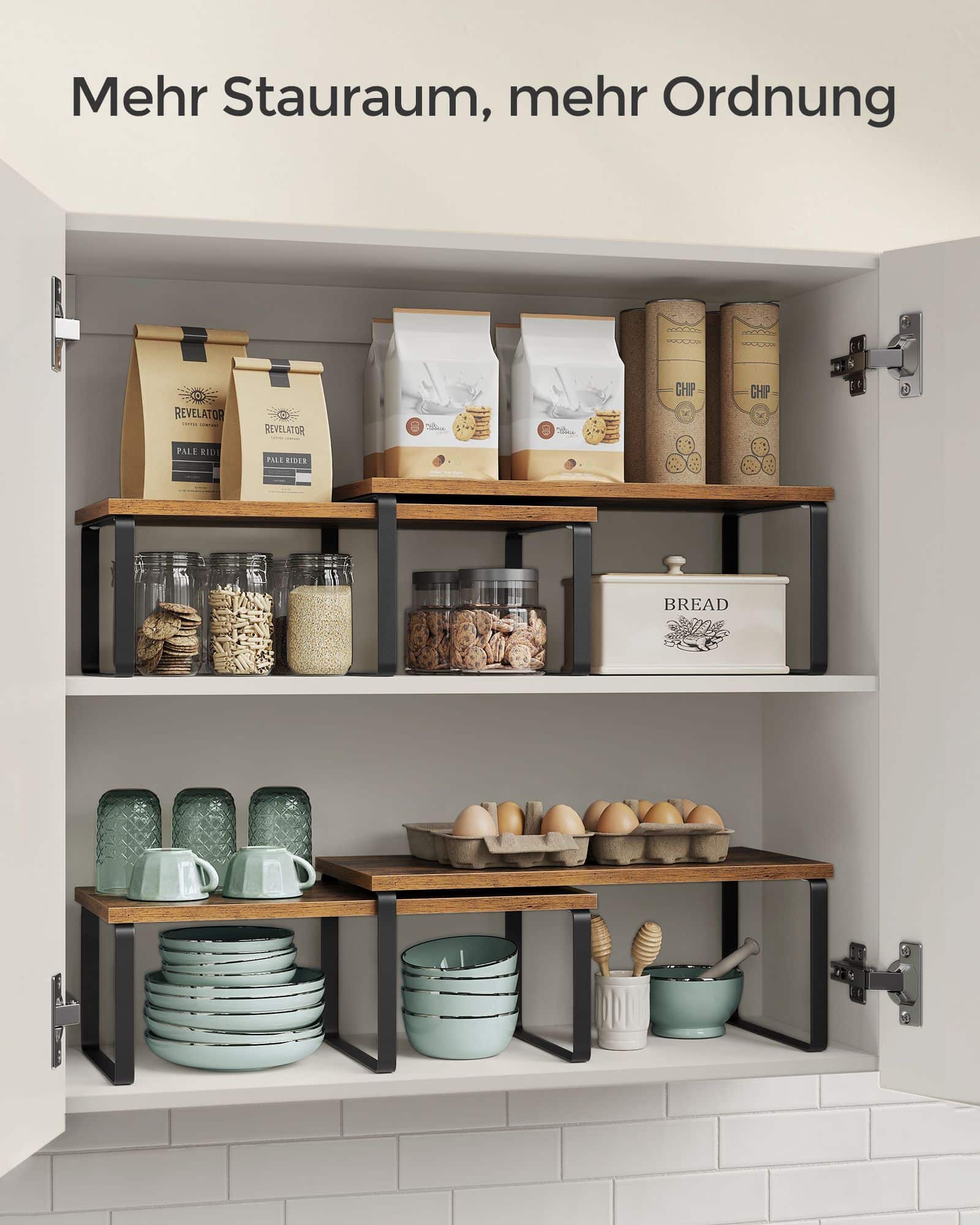 Küchen-Organizer Metall stapelbar tintenschwarz-vintagebraun Küchen-Organizer Metall stapelbar tintenschwarz-vintagebraun