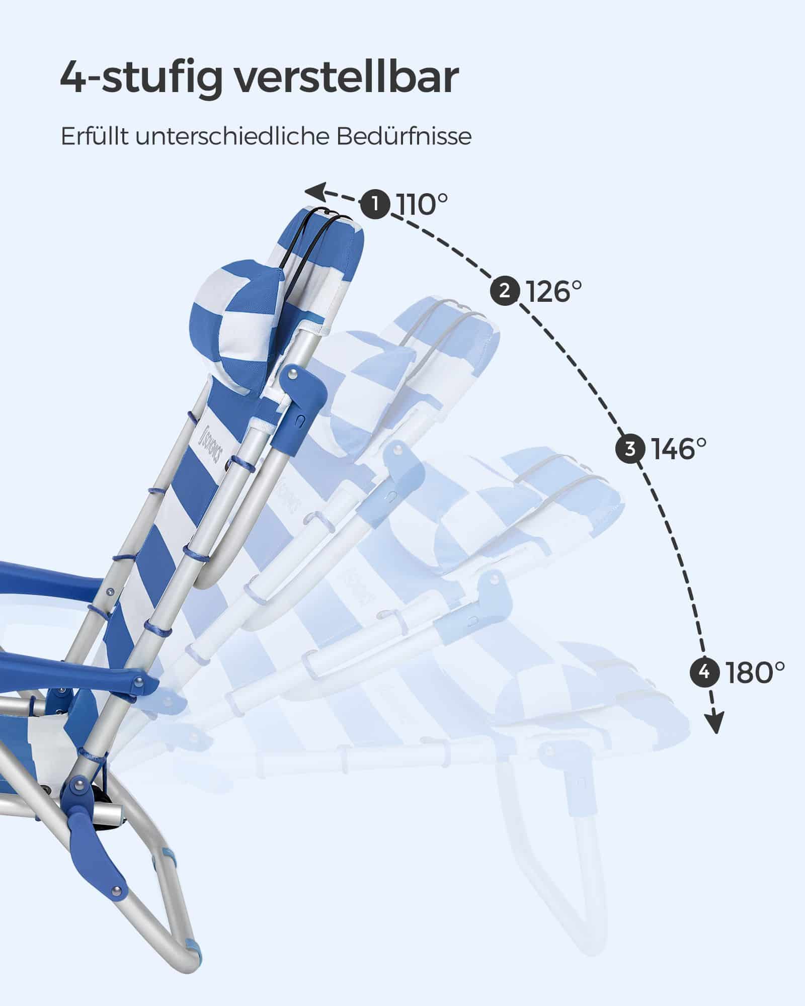 Strandstuhl mit abnehmbarer Kopfstütze 2er Set blau-weiß gestreift-GCB62BU02 Strandstuhl mit abnehmbarer Kopfstütze 2er Set blau-weiß gestreift-GCB62BU02