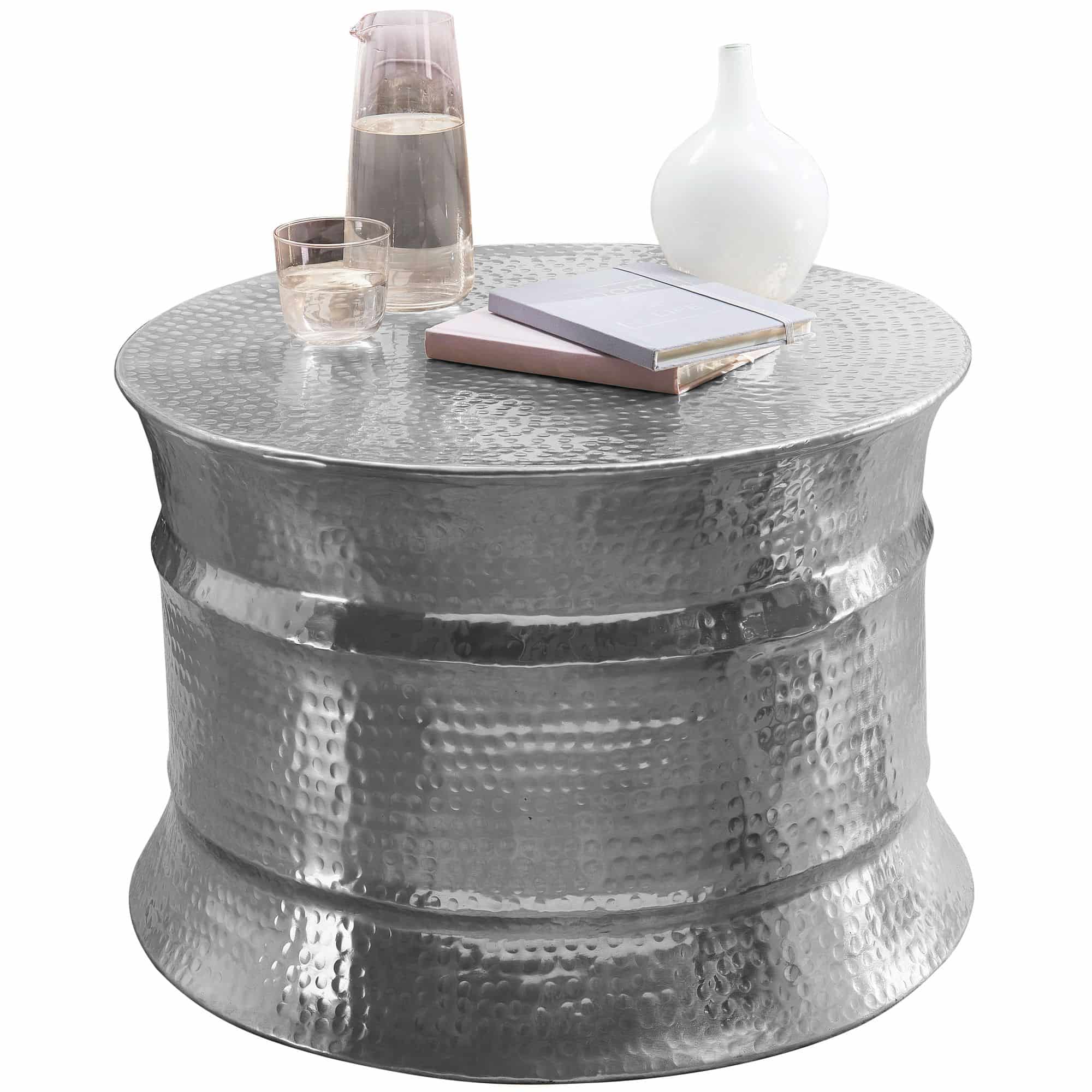 Couchtisch 62x41x62cm Aluminium Silber Beistelltisch orientalisch rund | Flacher Hammerschlag Sofatisch Metall | Design Wohnzimmertisch modern | Loungetisch indisch Stubentisch klein Couchtisch 62x41x62cm Aluminium Silber Beistelltisch orientalisch rund | Flacher Hammerschlag Sofatisch Metall | Design Wohnzimmertisch modern | Loungetisch indisch Stubentisch klein