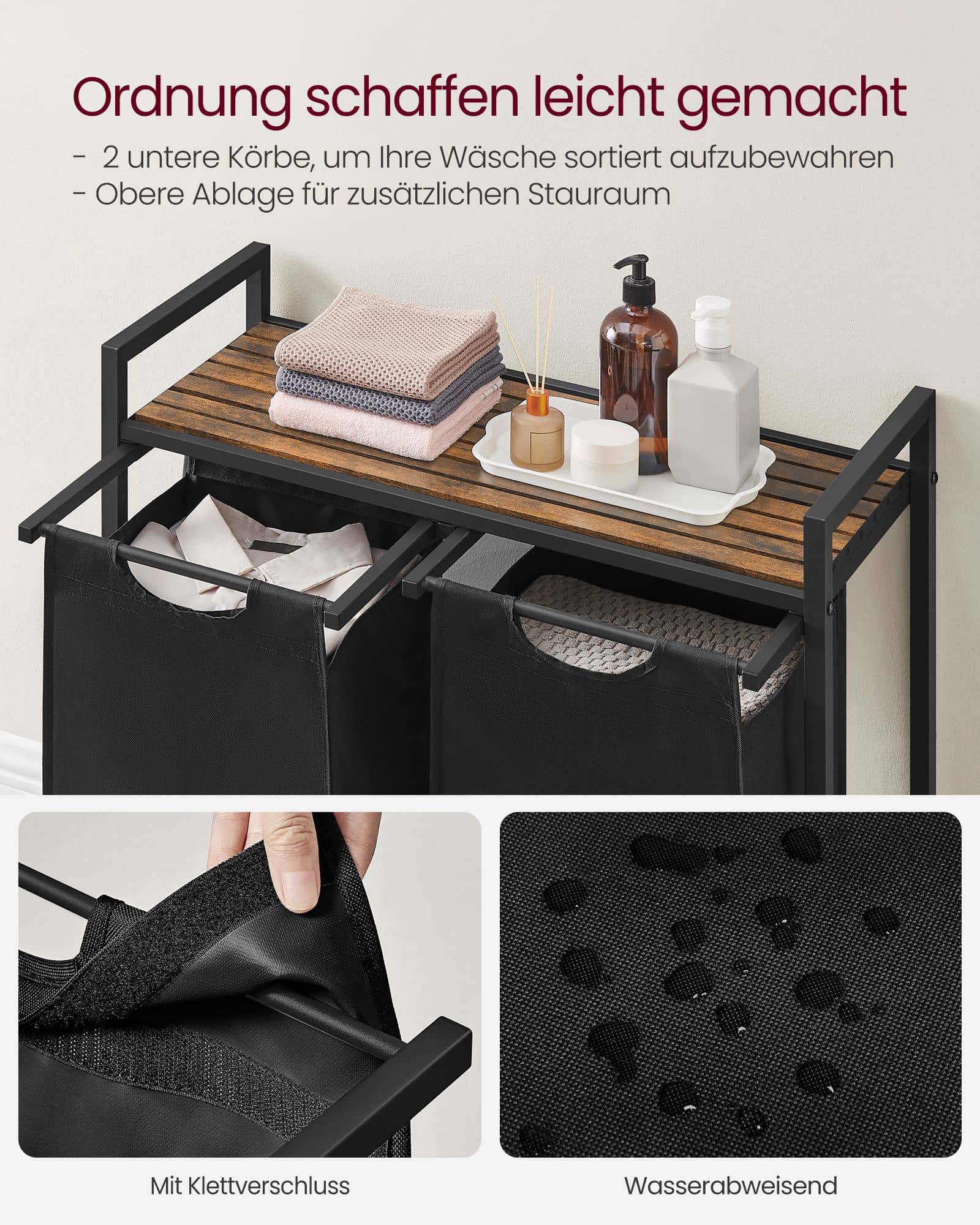 Wäschekorb mit ausziehbaren Wäschesäcken-B34BLH201B01 Wäschekorb mit ausziehbaren Wäschesäcken-B34BLH201B01