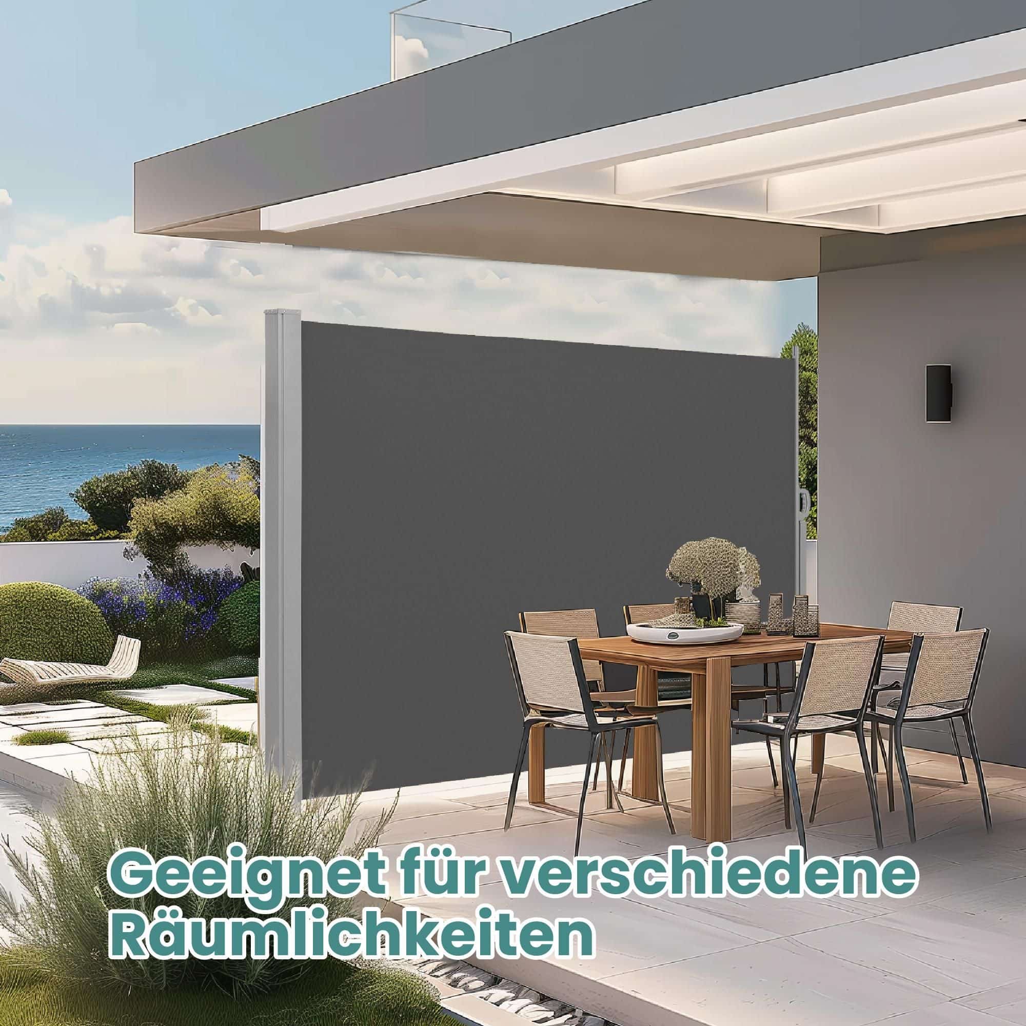 Seitenmarkise mit Stahl-Kasten, rostbeständig, ausziehbar Seitenmarkise mit Stahl-Kasten, rostbeständig, ausziehbar