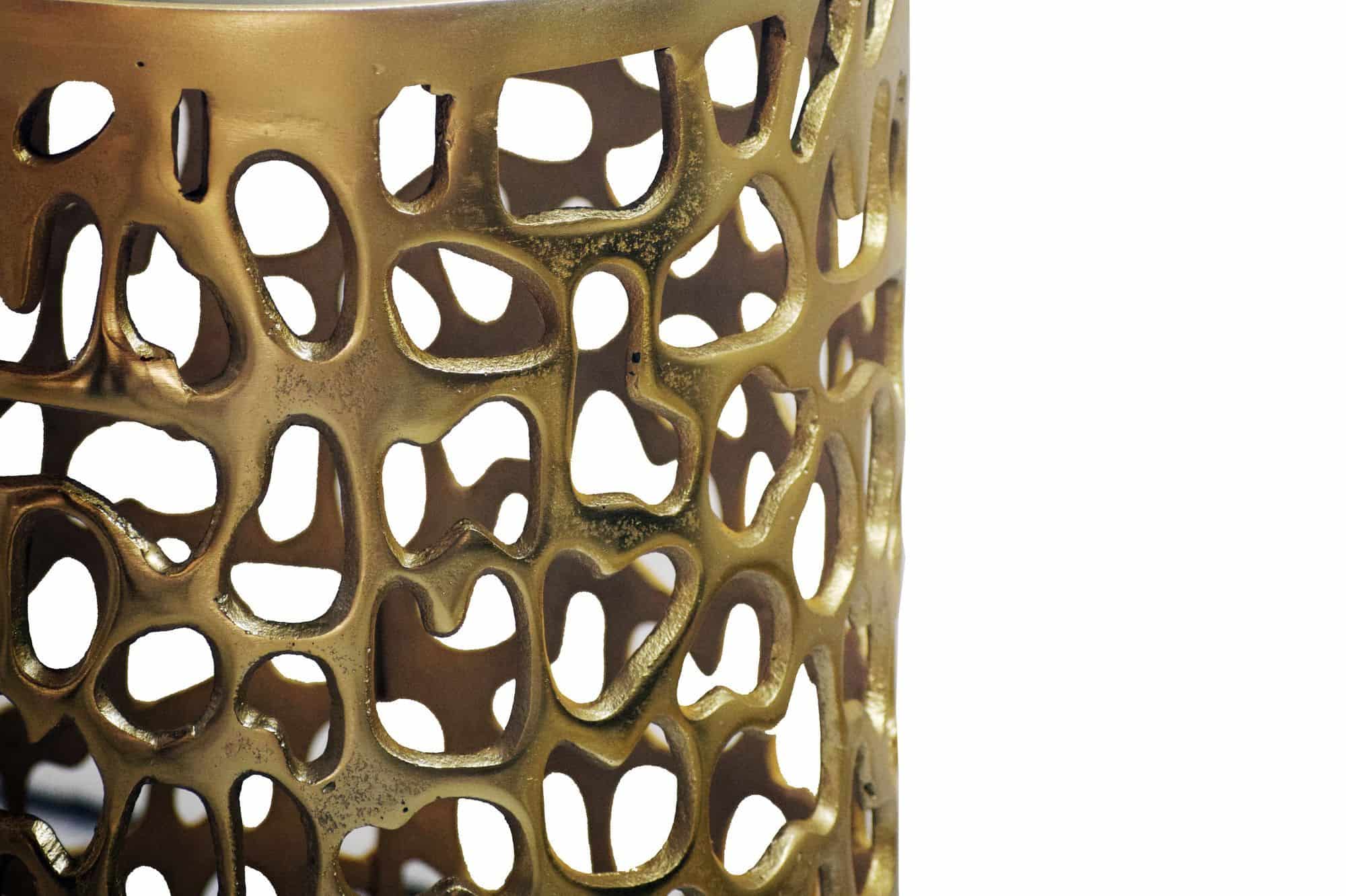 Beistelltisch Aluminium gold rund 30cm – Anstelltisch mit Marmor Tischplatte – Design Metall Couchtisch für Wohnzimmer – runder Wohnzimmertisch modern – Dekotisch Handmade Sofatisch