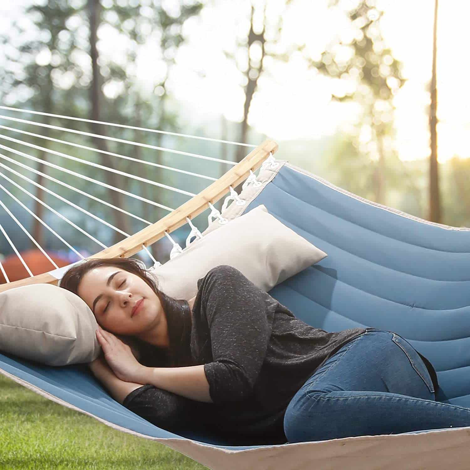 Hängematte für 2 Personen blau-beige Hängematte für 2 Personen blau-beige