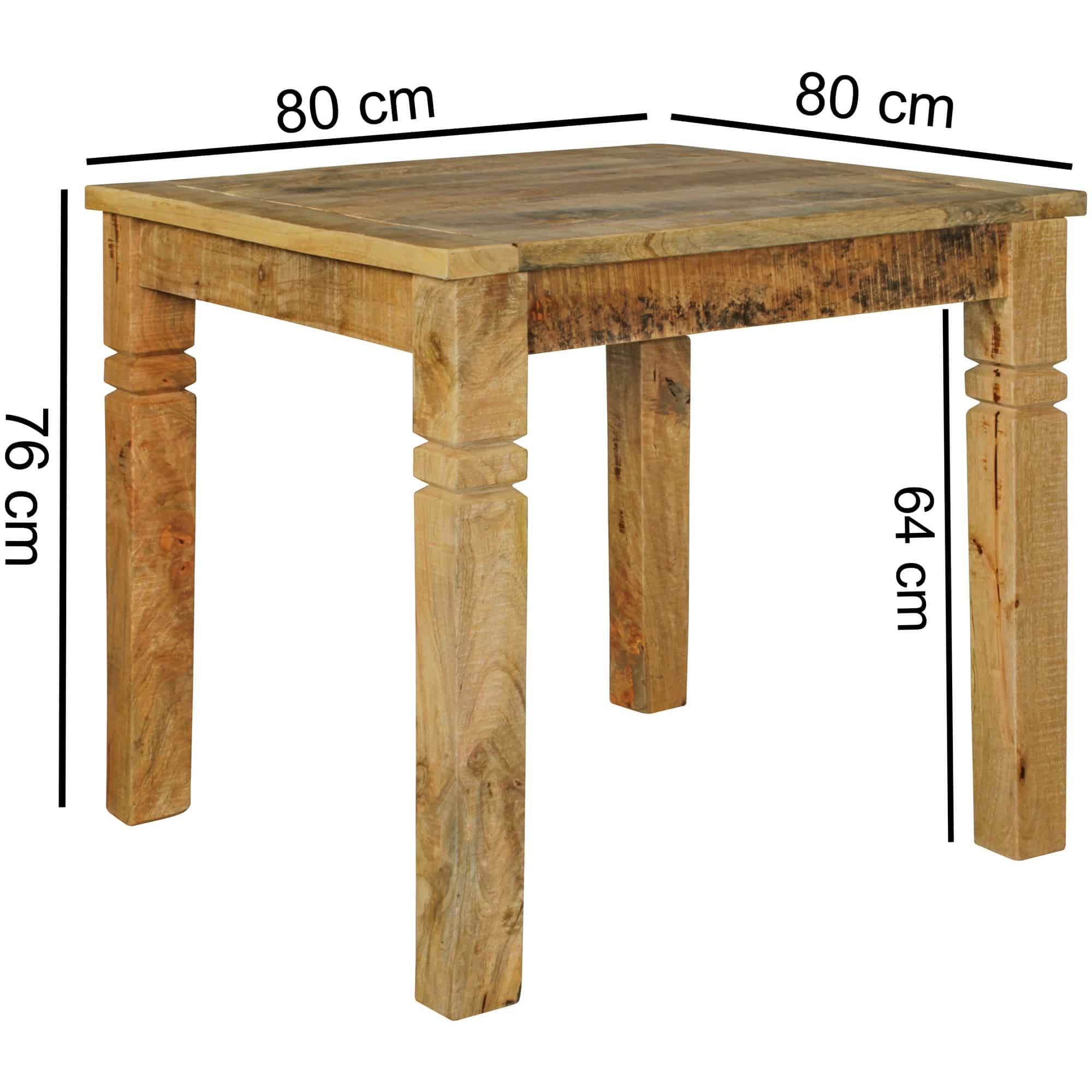 43692-WOHNLING-Esszimmertisch-Rustica-80x80x76cm-WLY4Ifxw0GDqpwM Esszimmertisch WL5.077 Braun 80 x 80 x 76 cm Mango Massivholz