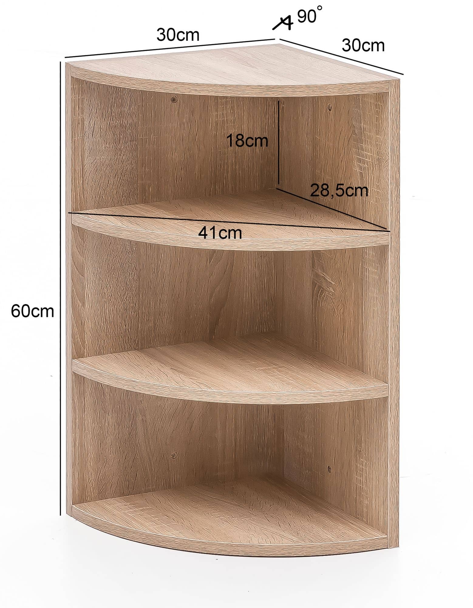 48503-WOHNLING-Eckregal-CARO-30x30x60-cm-Sonoma-WL5-842-WL5-842_3 Eckregal Sonoma 30x60x30 cm WL5.842 Holz Wandregal Eck Hängeregal