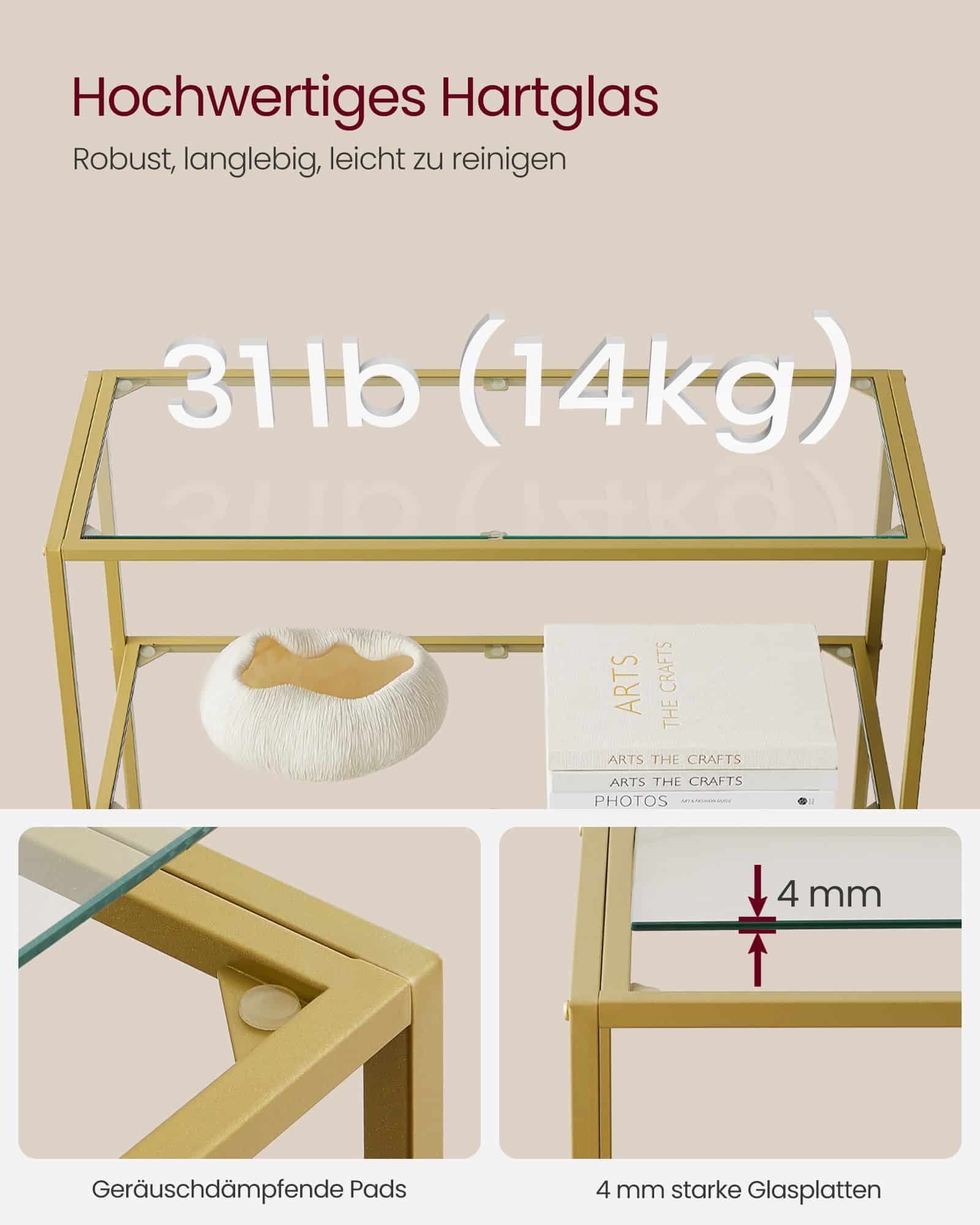 Badregal gehärtetes Glas transparent-metallisches Gold Badregal gehärtetes Glas transparent-metallisches Gold