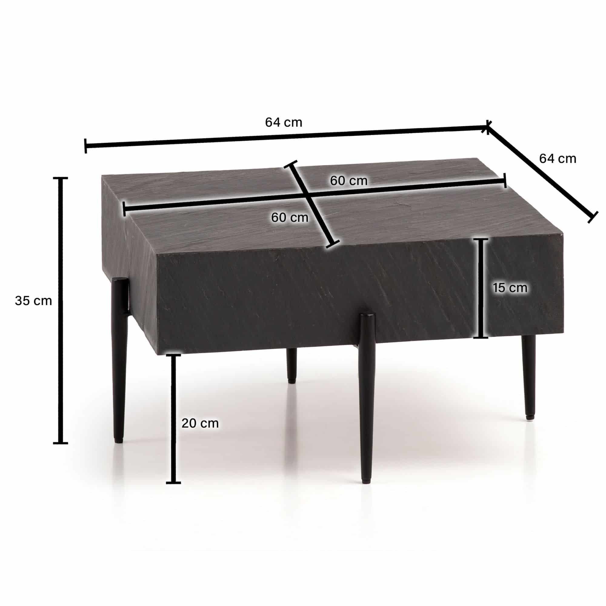 Couchtisch 64x64x35 cm Steinoptik / Metall Sofatisch Anthrazit Quadratisch Couchtisch 64x64x35 cm Steinoptik / Metall Sofatisch Anthrazit Quadratisch