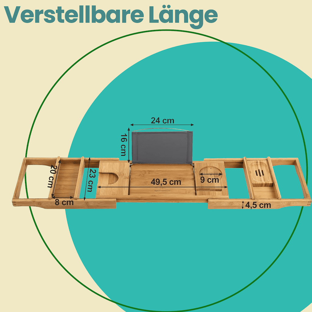 Ausziehbare Badewannenablage aus Bambus verstellbares Badewannenbrett Badewannen Ablagen, mit Getränkehalter, Buchstütze Ausziehbare Badewannenablage aus Bambus verstellbares Badewannenbrett Badewannen Ablagen, mit Getränkehalter, Buchstütze