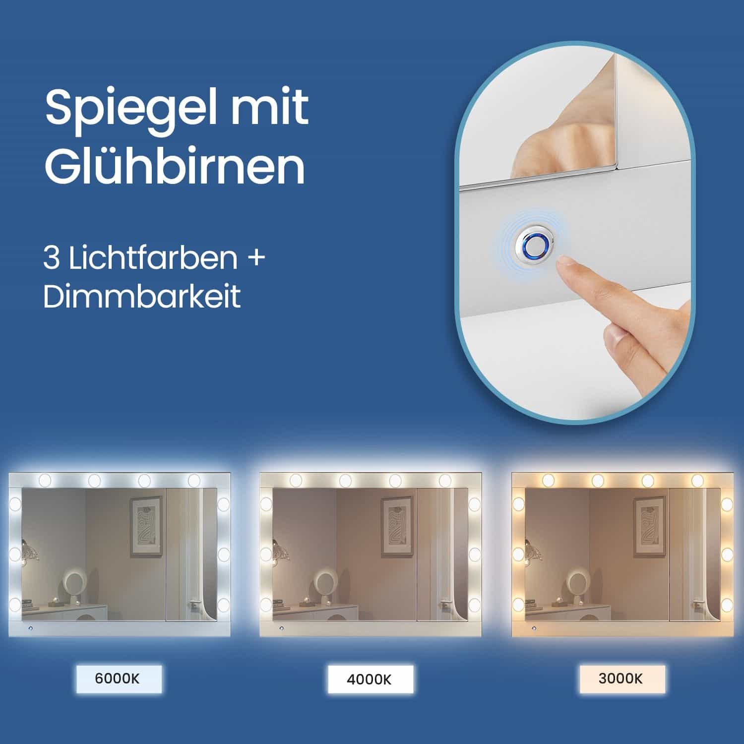Schminktisch mit LED-Beleuchtung, Frisiertisch mit Spiegel, Schmuckschrank Schminktisch mit LED-Beleuchtung, Frisiertisch mit Spiegel, Schmuckschrank
