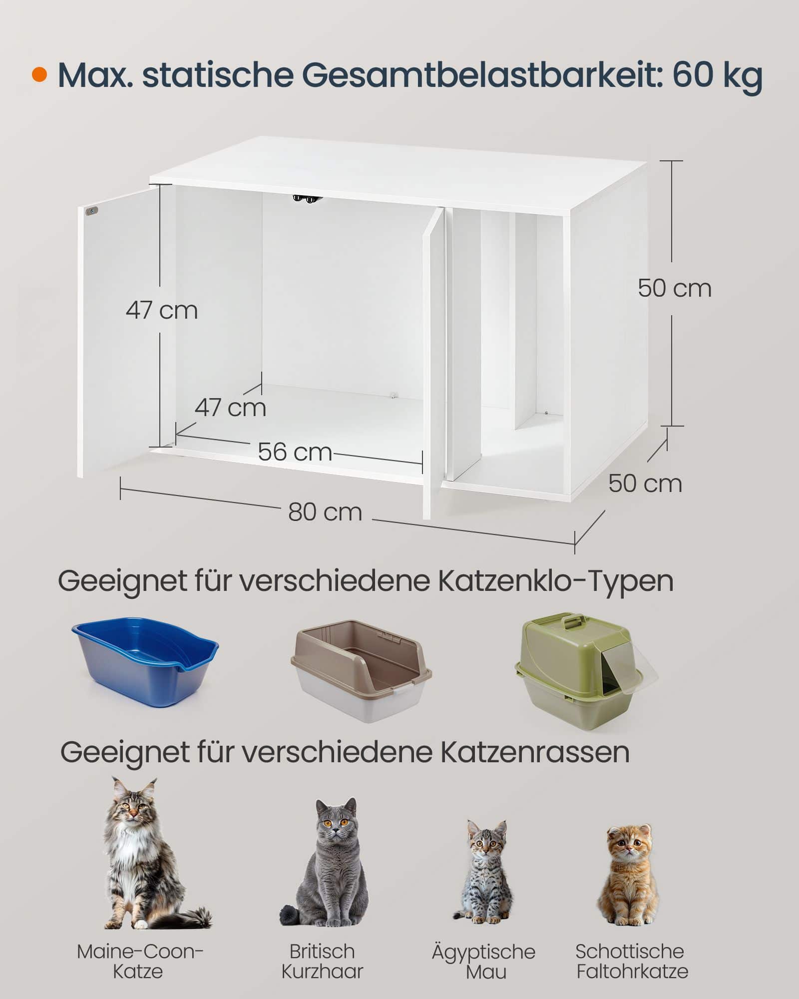 Katzenklo-Schrank mit Push-to-Open Türen für große Katzen Katzenklo-Schrank mit Push-to-Open Türen für große Katzen