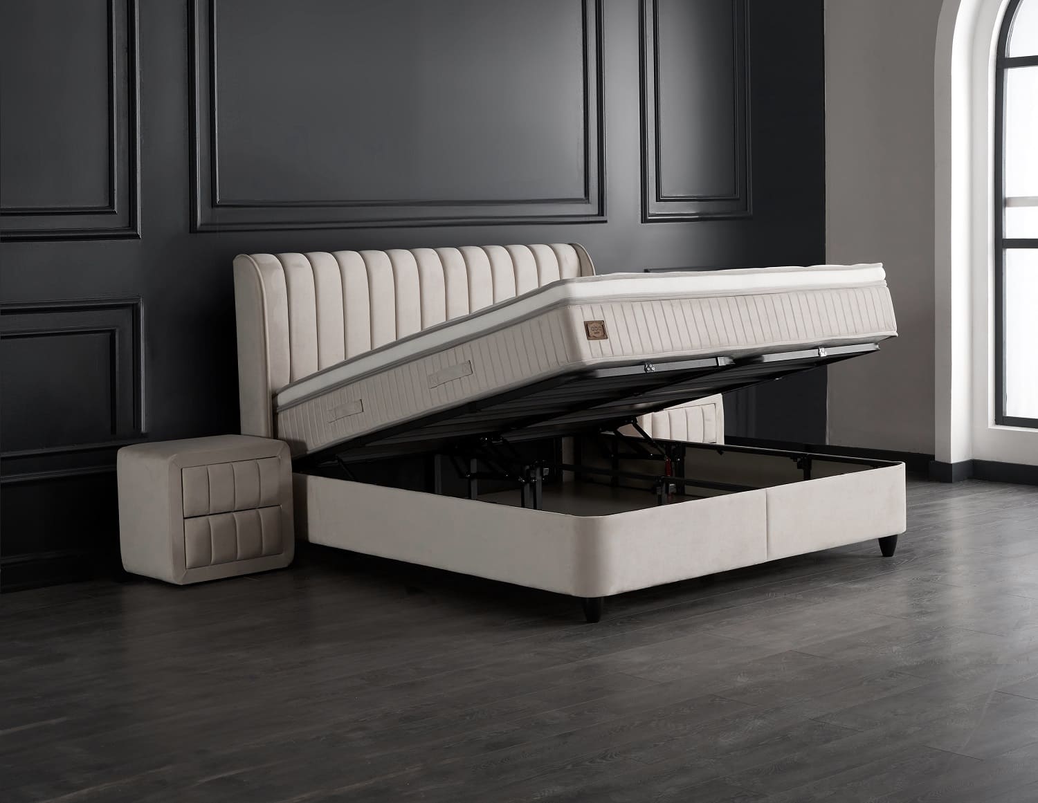 ABC Bedding Boxspringbett Mabel in beige - Luxus & Design ABC Bedding Boxspringbett Mabel in beige - Luxus & Design