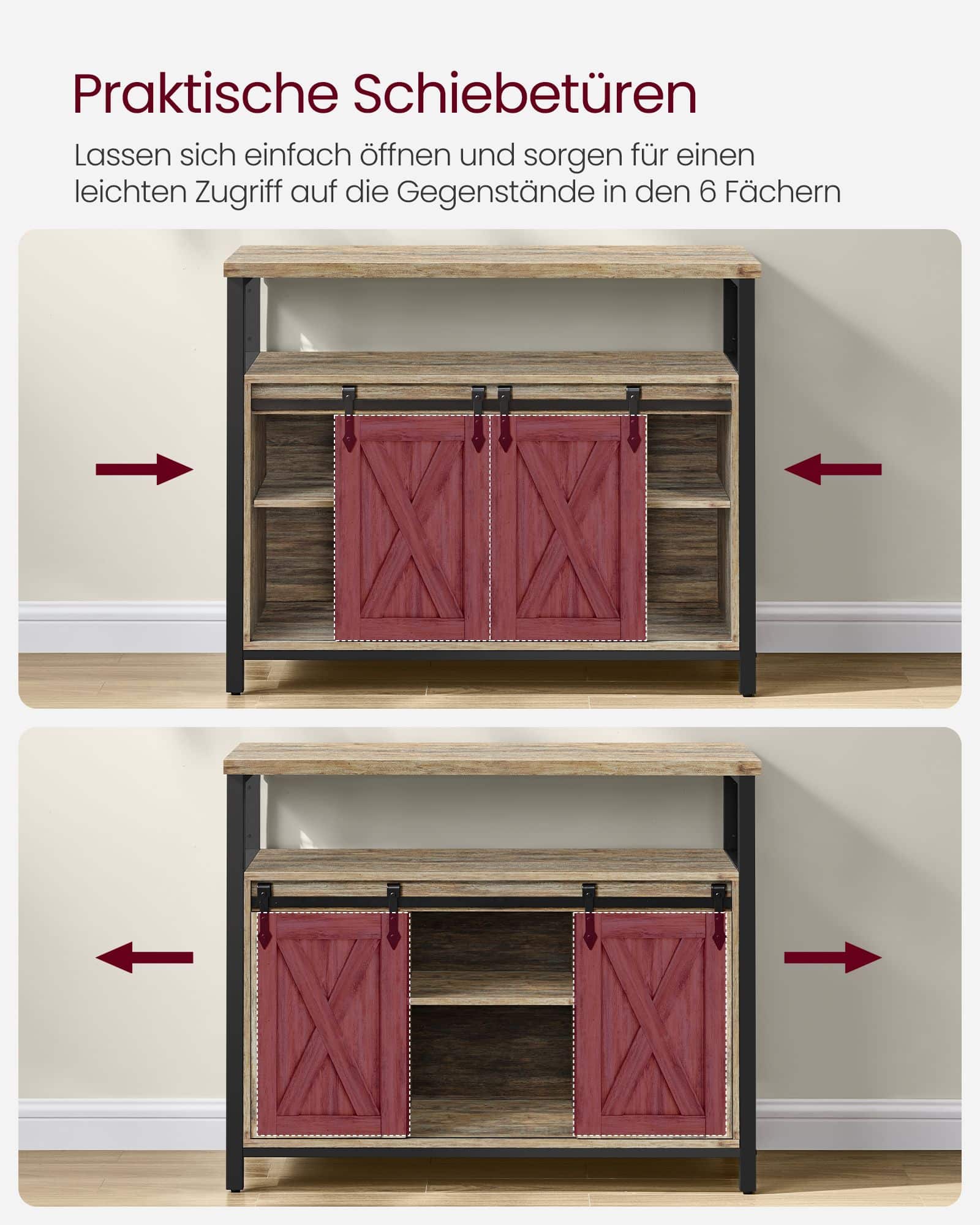 Sideboard mit Schiebetüren und Ablagen-LSC092B60 Sideboard mit Schiebetüren und Ablagen-LSC092B60