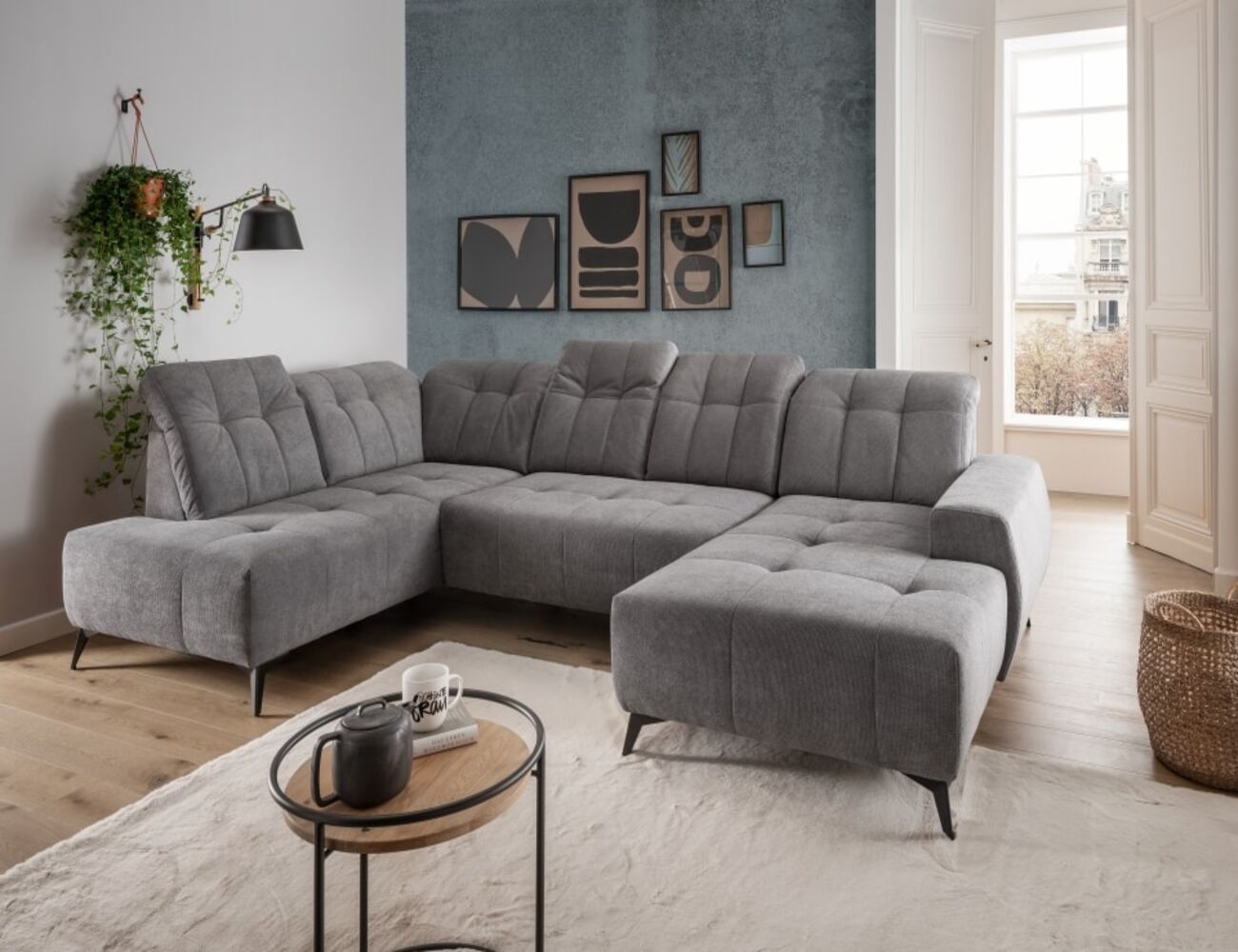Sofa U-Form dunkelgrau - Elektrofunktion - Sano Sofa U-Form dunkelgrau - Elektrofunktion - Sano