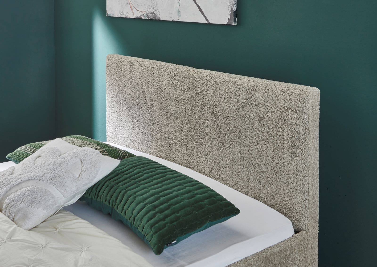 Polsterbett Kreta by Meise – Modernes Bettgestell mit Stoffbezug in Taupe, Kopfteil glatt, Holzfüße eichenfarbig, 140x200 cm Polsterbett Kreta by Meise – Modernes Bettgestell mit Stoffbezug in Taupe, Kopfteil glatt, Holzfüße eichenfarbig, 140x200 cm