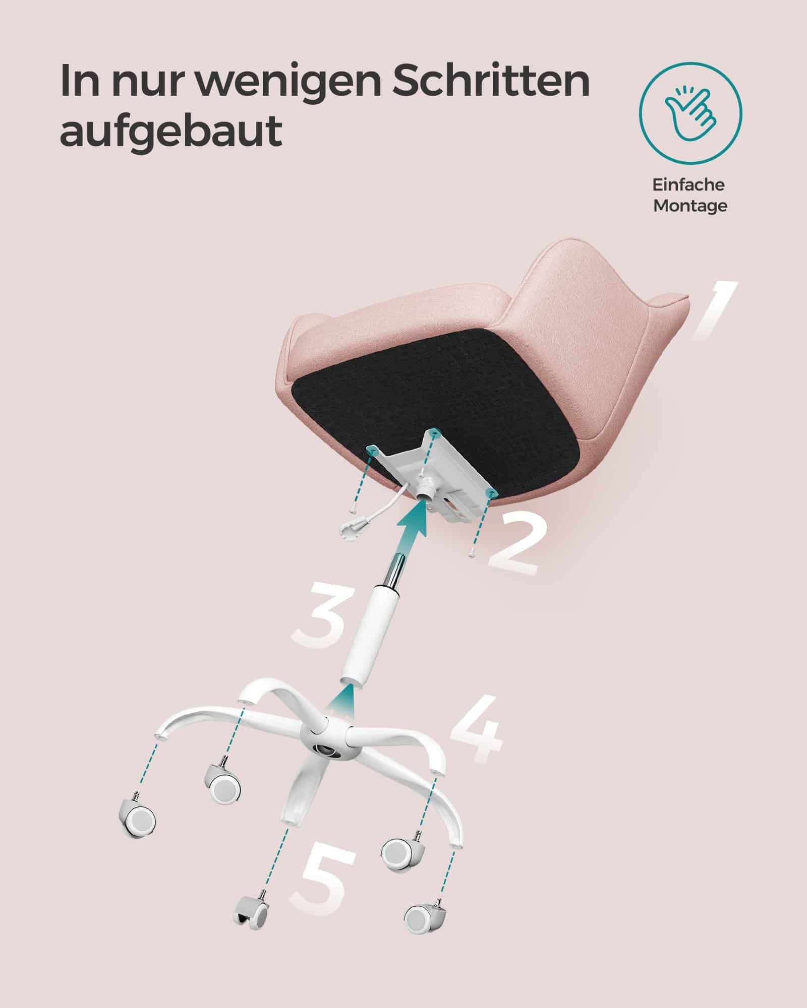 Homeoffice Stuhl höhenverstellbar atmungsaktiver Stoff rosa-B34OBG019P01 Homeoffice Stuhl höhenverstellbar atmungsaktiver Stoff rosa-B34OBG019P01