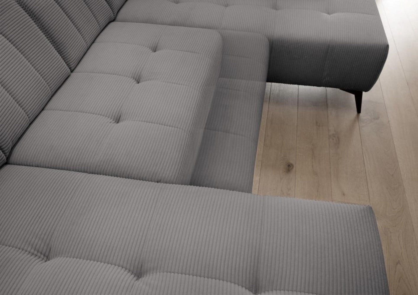 Cord Wohnlandschaft grau mit Elektrofunktion: Sano Cord Wohnlandschaft grau mit Elektrofunktion: Sano