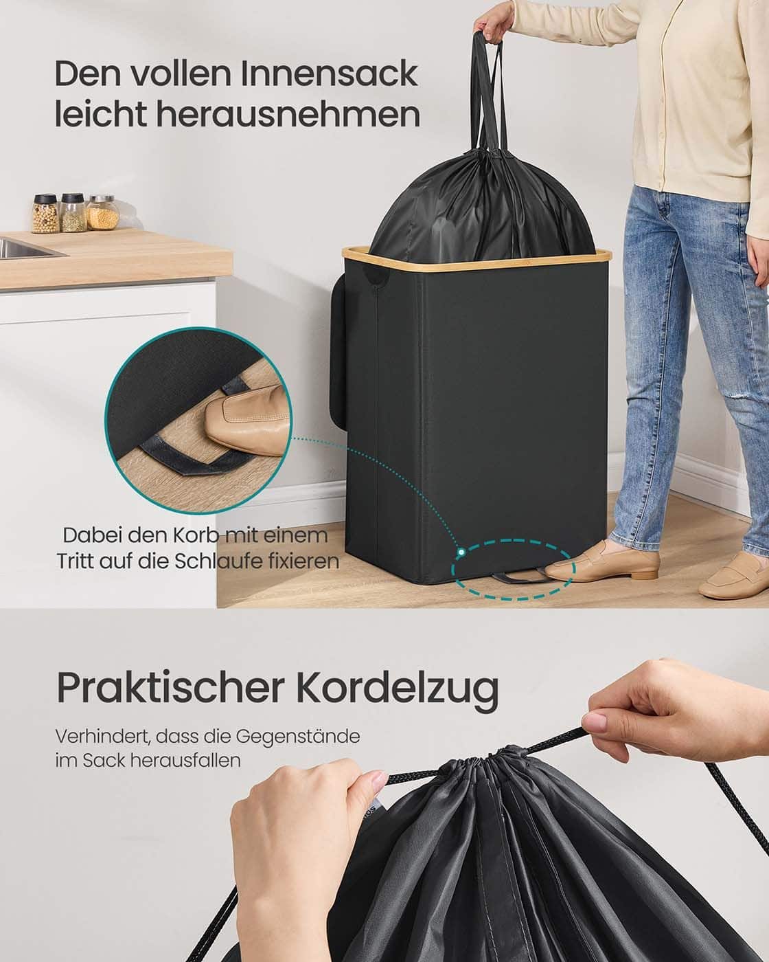 Pfandflaschen-Sammelbehälter 135 L tintenschwarz-naturbeige