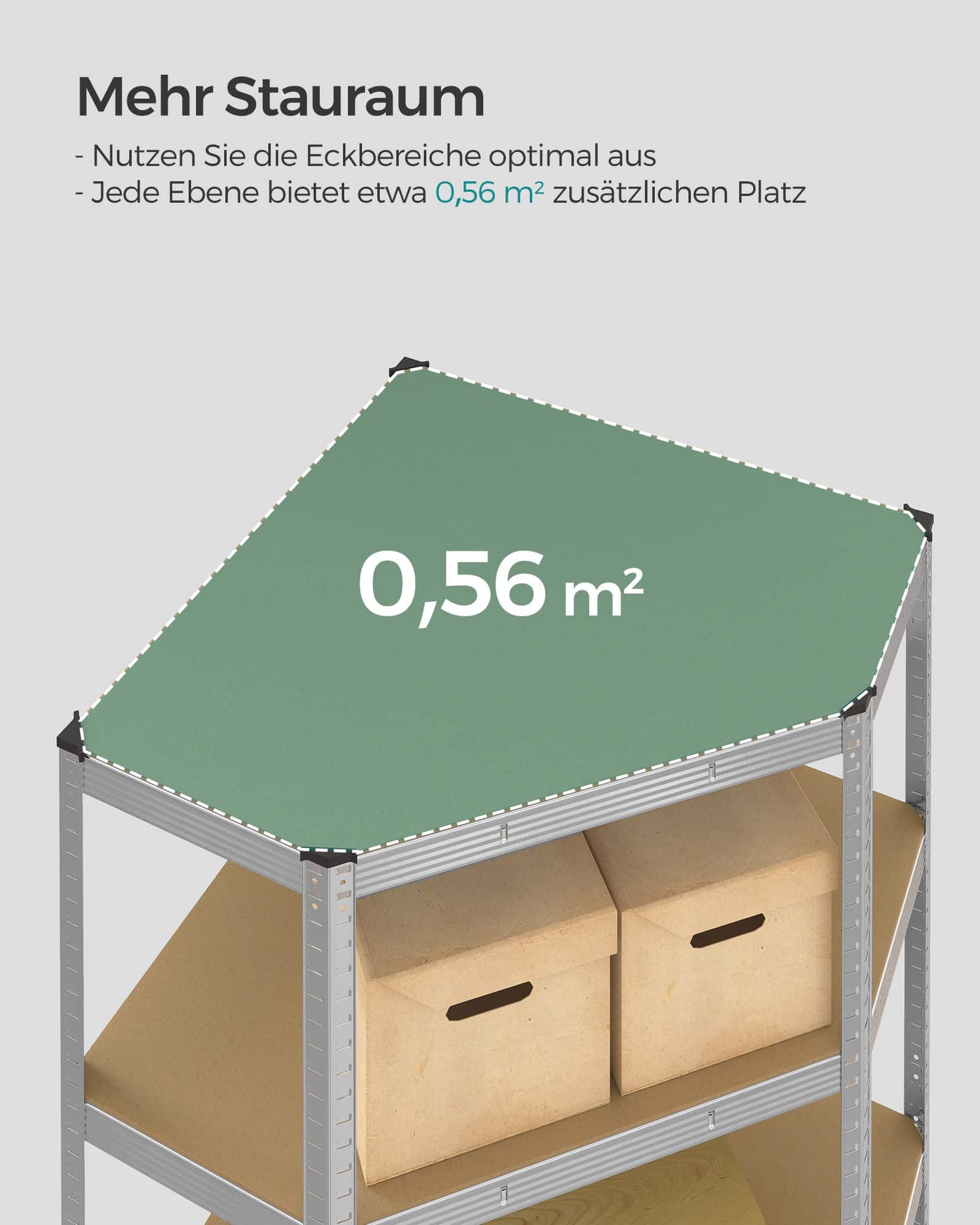 SONGMICS Eckregal 5 Ebenen Schwerlast silbern-beige