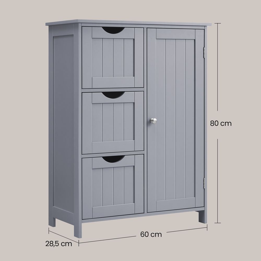 Badezimmerschrank mit 3 Schubladen, 1 verstellbares Regal, 30