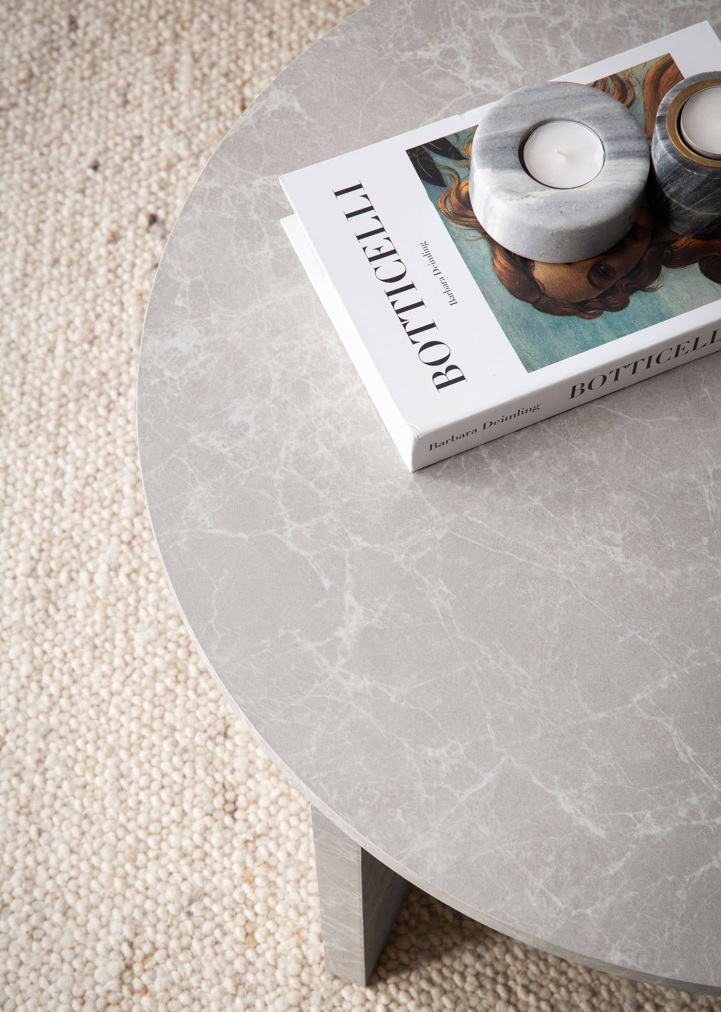 Couchtisch 60x60x33 cm Sandfarben Sofatisch in Stein-Optik Modern