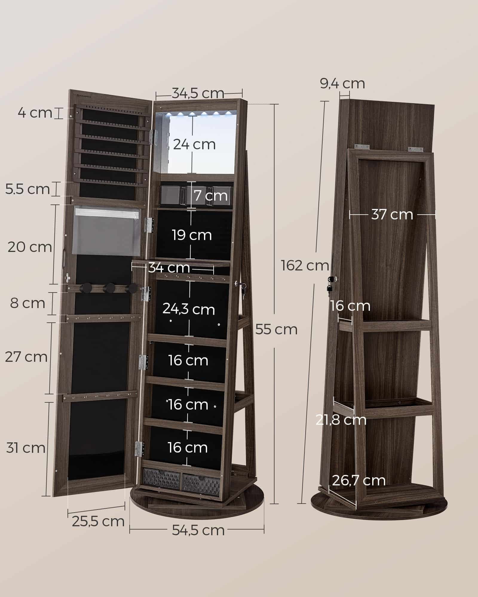 Schmuckschrank, Spiegelschrank, mit rahmenlosem Ganzkörperspiegel Schmuckschrank, Spiegelschrank, mit rahmenlosem Ganzkörperspiegel