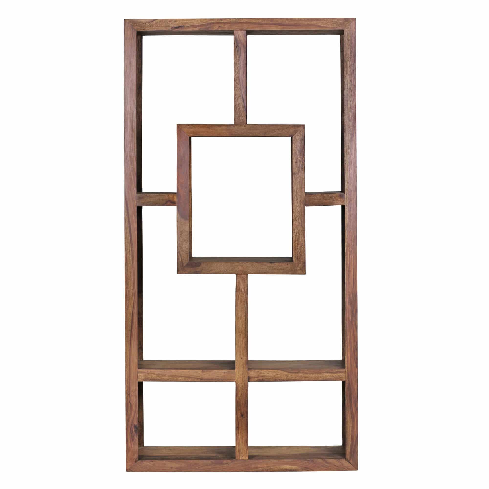 36253-WOHNLING-Buecherregal-MUMBAI-Massiv-Holz-Sh_9 Bücherregal MUMBAI Massiv-Holz Sheesham 90 x 180 cm Wohnzimmer-Regal Ablagefächer Design Landhaus-Stil Standregal