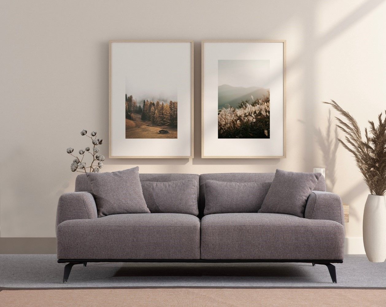 Sofa Jaguar 2-Sitzer mit 5 Kissen und Metallfüßen Sofa Jaguar 2-Sitzer mit 5 Kissen und Metallfüßen