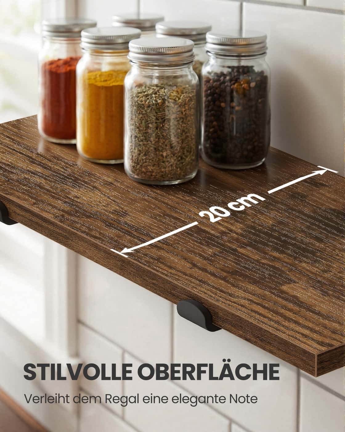 Wandregal 20 x 60 x 7 cm bis zu 10 kg belastbar vintagebraun-Mattschwarz Wandregal 20 x 60 x 7 cm bis zu 10 kg belastbar vintagebraun-Mattschwarz