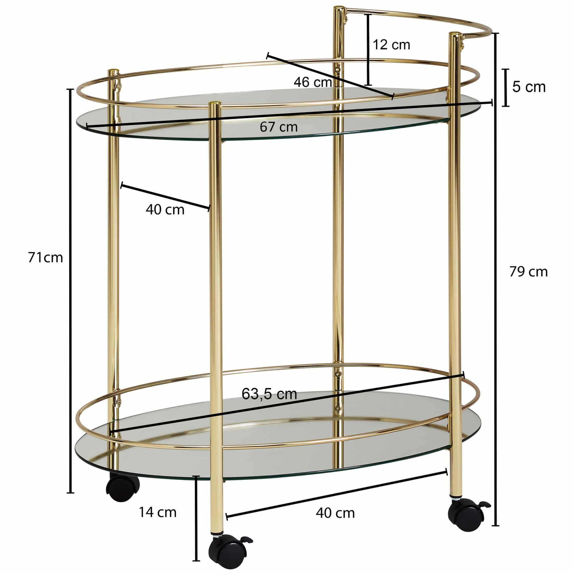 52228-Wohnling-Design-Servierwagen-Gold-Mini-Bar-Beistelltisch-auf-Rollen-mit-Glasplatte-Speisewagen-Kuechenwagen-Teewagen-kuchen-trolley-roll-tisch-breit-glas-vintage-haus-bar-sp_ Design Servierwagen Gold 67x79 cm Mobile Mini Bar