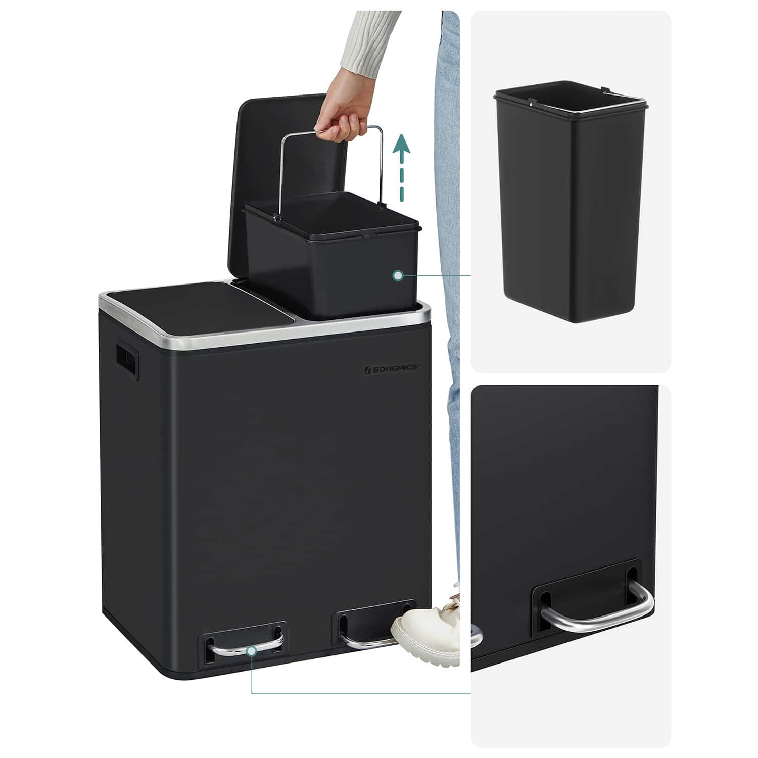 Mülleimer 30 L Schwarz-B34LTB30BK Mülleimer 30 L Schwarz-B34LTB30BK
