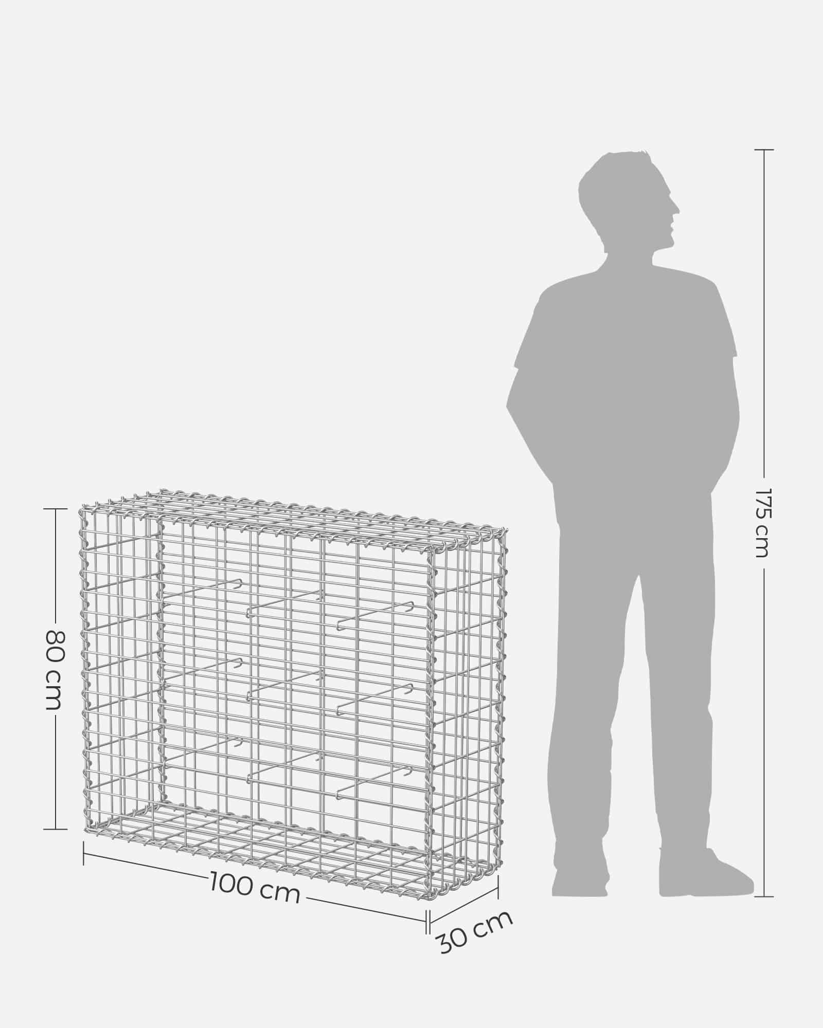 Gabionenkörbe 100 x 80 x 30 cm 4er Set silber-GGB483V1 Gabionenkörbe 100 x 80 x 30 cm 4er Set silber-GGB483V1