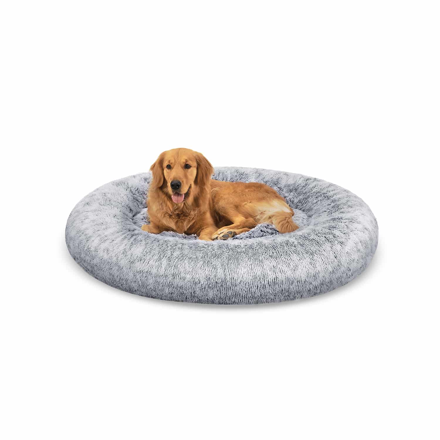 Flauschiges Hundebett Ø 120 cm hellgrau-PGW043G01 Flauschiges Hundebett Ø 120 cm hellgrau-PGW043G01