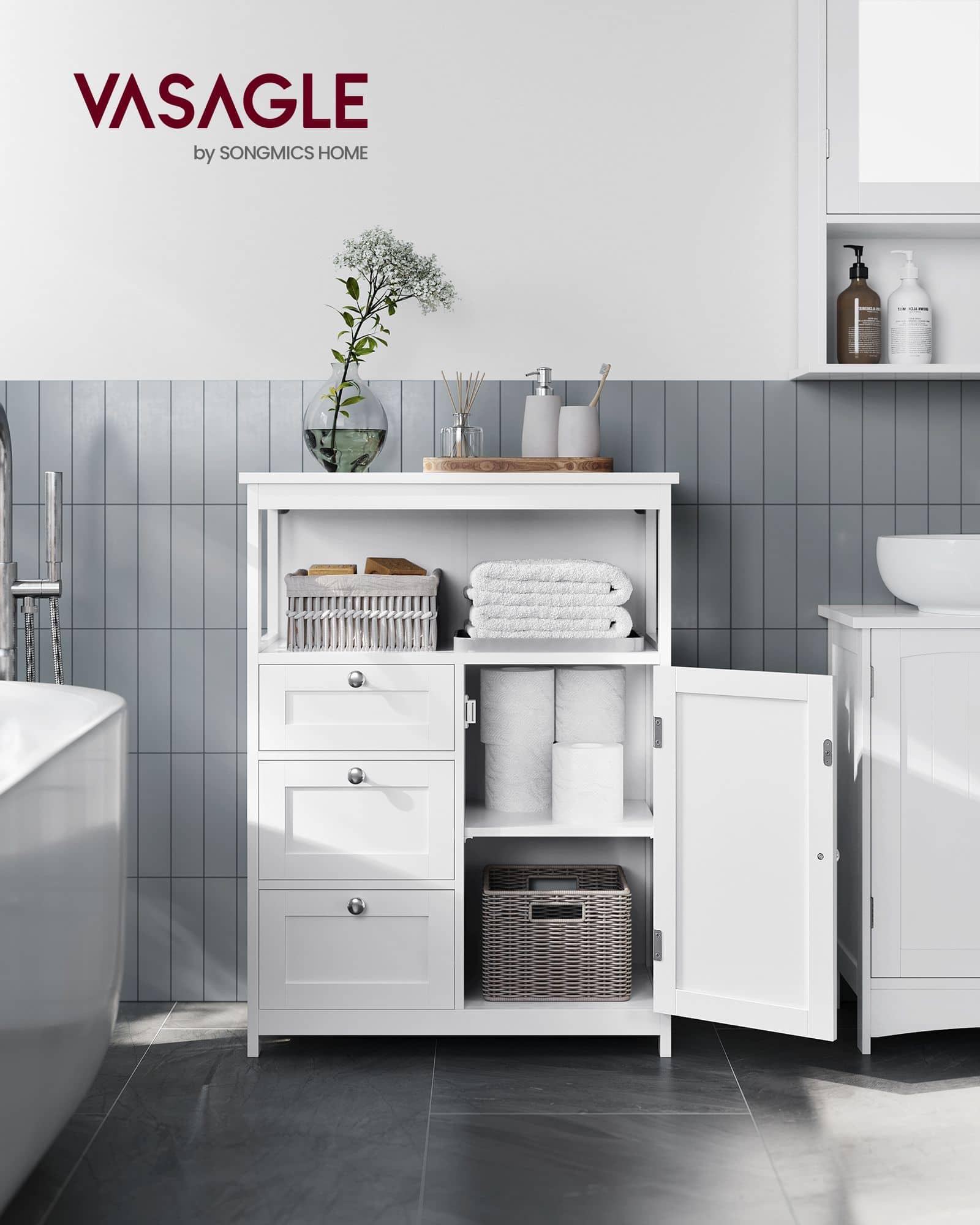 Badezimmerschrank 30 x 60 x 80 cm mit 3 Schubladen Badezimmerschrank 30 x 60 x 80 cm mit 3 Schubladen