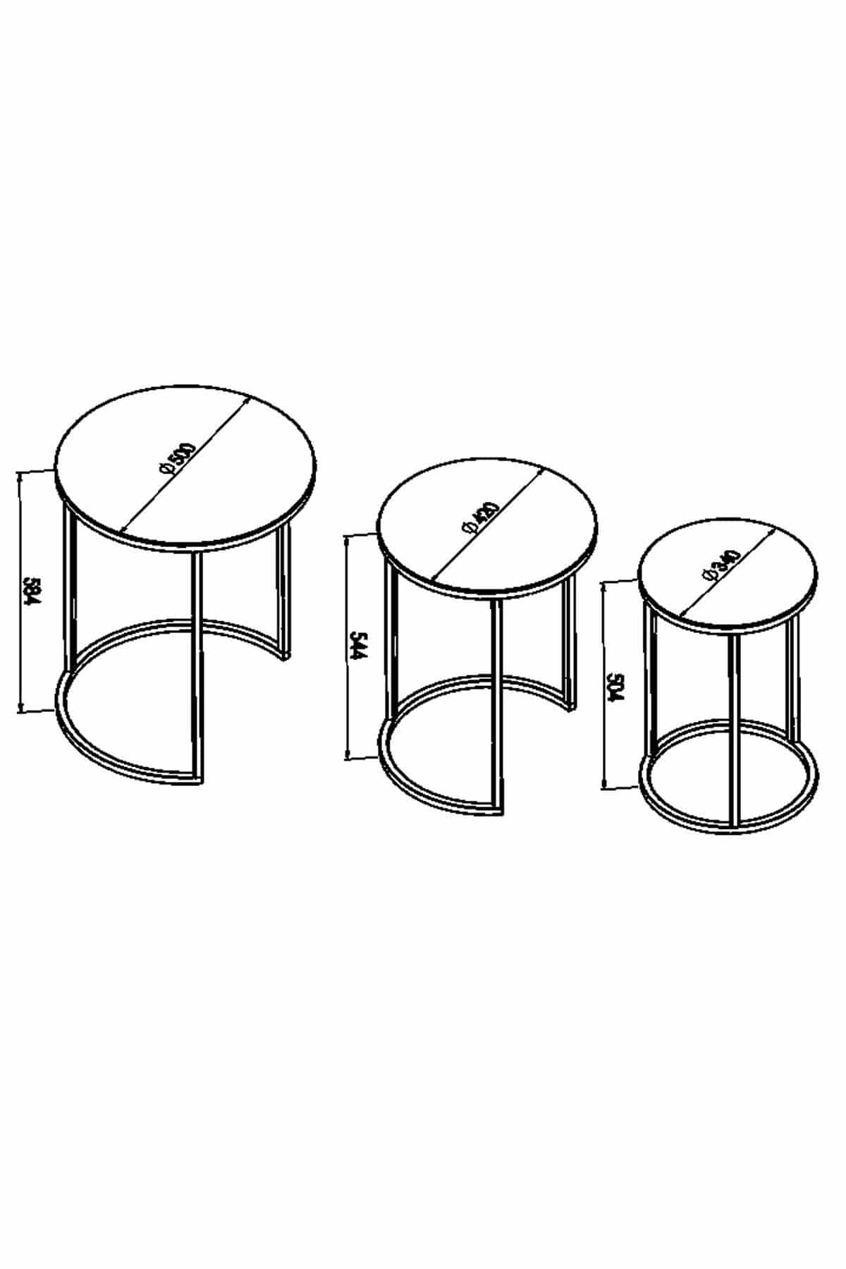 Alya - gold, transparent - 3er Satztisch Alya - gold, transparent - 3er Satztisch