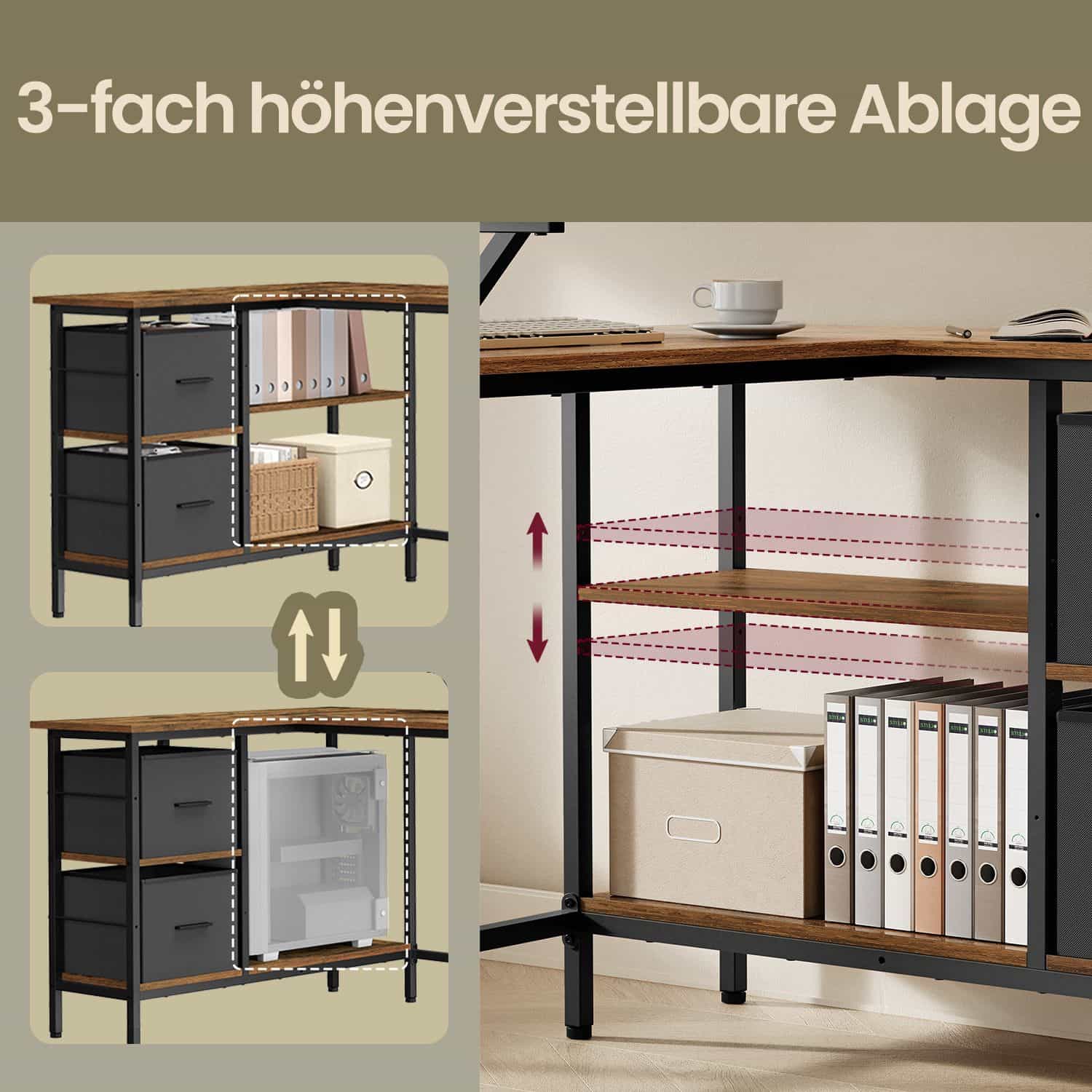 Schreibtisch in L-Form, Eckschreibtisch, mit 2 Schubladen Schreibtisch in L-Form, Eckschreibtisch, mit 2 Schubladen