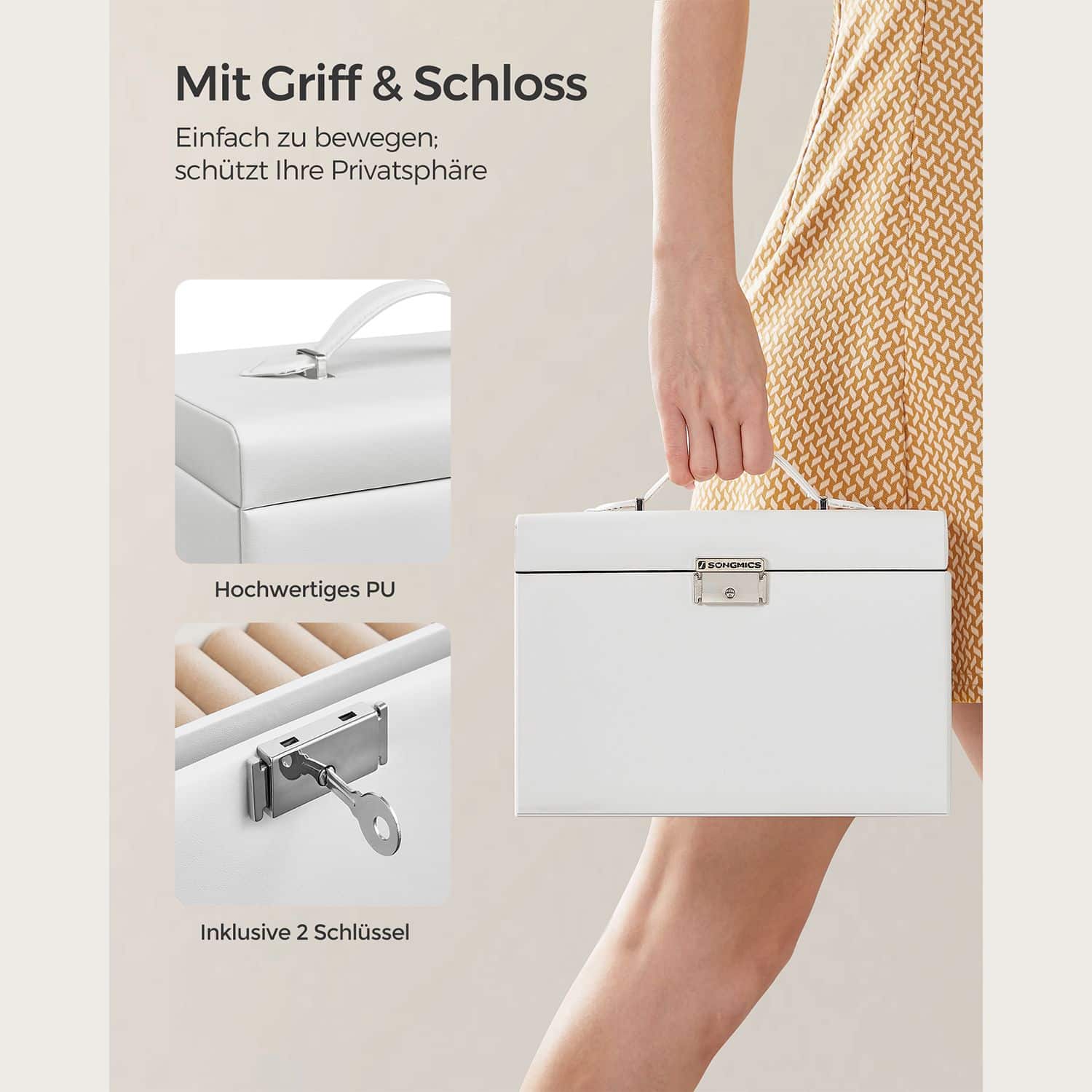 Schmuckkasten Kunstleder Weiß-B34JBC121W Schmuckkasten Kunstleder Weiß-B34JBC121W