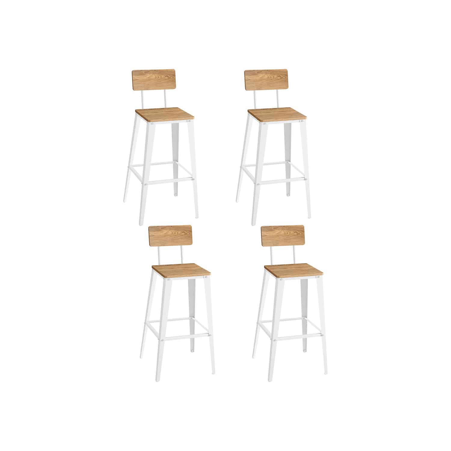 Barhocker 2er Set mit Rückenlehne weizenbraun-wolkenweiß