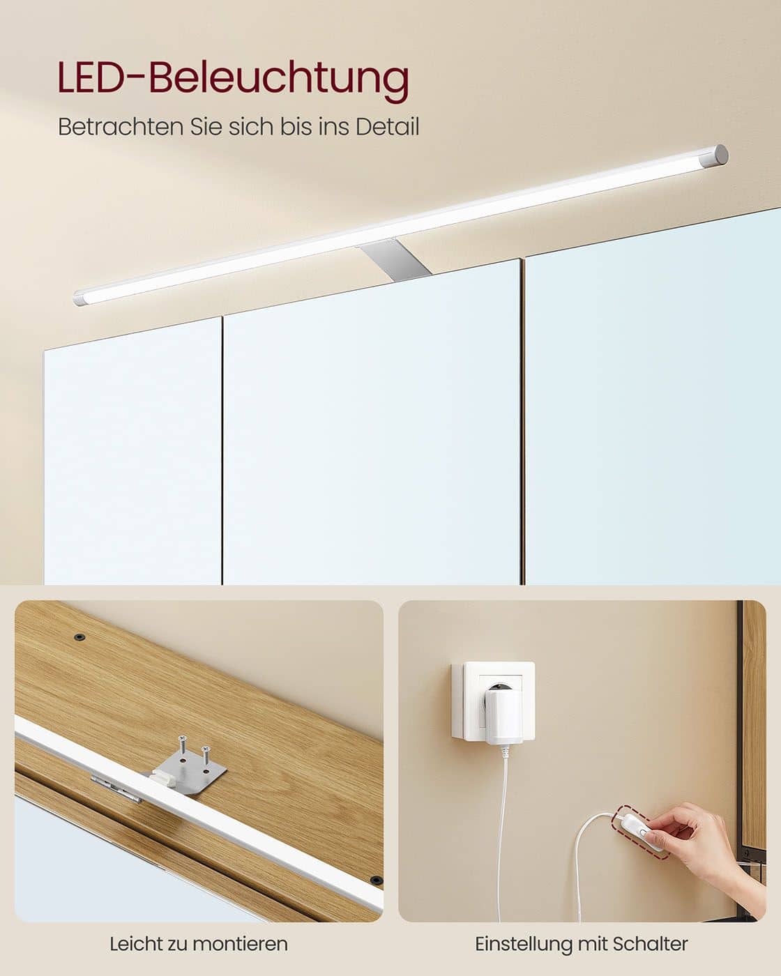 Badezimmerschrank mit LED-Beleuchtung 14,5 x 70 x 70 cm natureichenfarben Badezimmerschrank mit LED-Beleuchtung 14,5 x 70 x 70 cm natureichenfarben