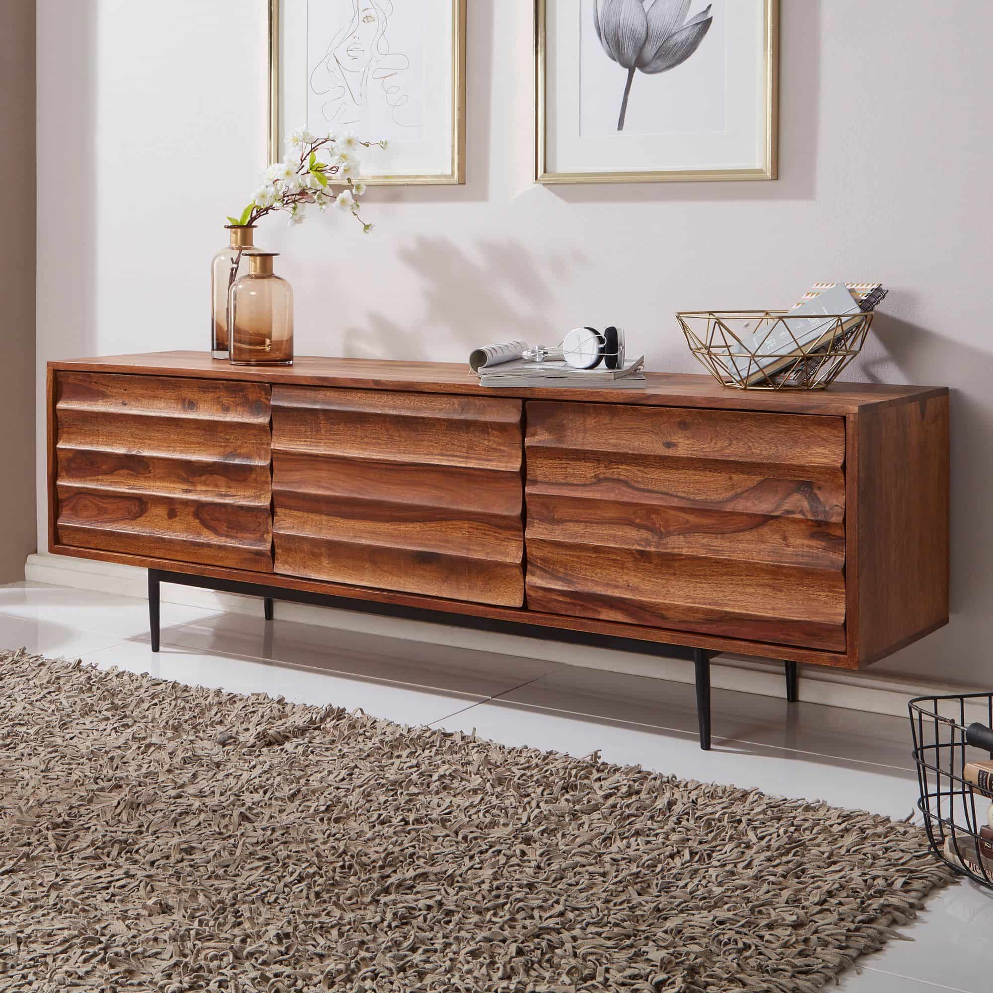 HiFi Lowboard WL5.636 Sheesham Massivholz Landhaus TV Kommode 147x50x38cm HiFi Lowboard WL5.636 Sheesham Massivholz Landhaus TV Kommode 147x50x38cm
