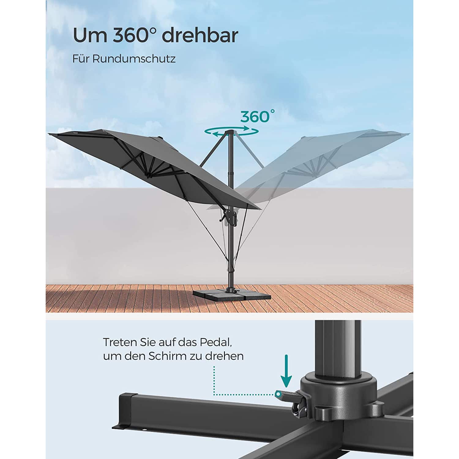Sonnenschirm Ampelschirm grau