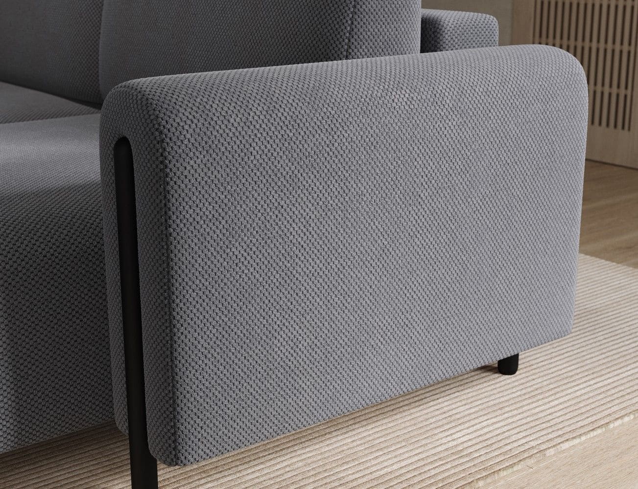 Ecksofa Acossta Calmora Mikrofaser Grau mit Schlaffunktion